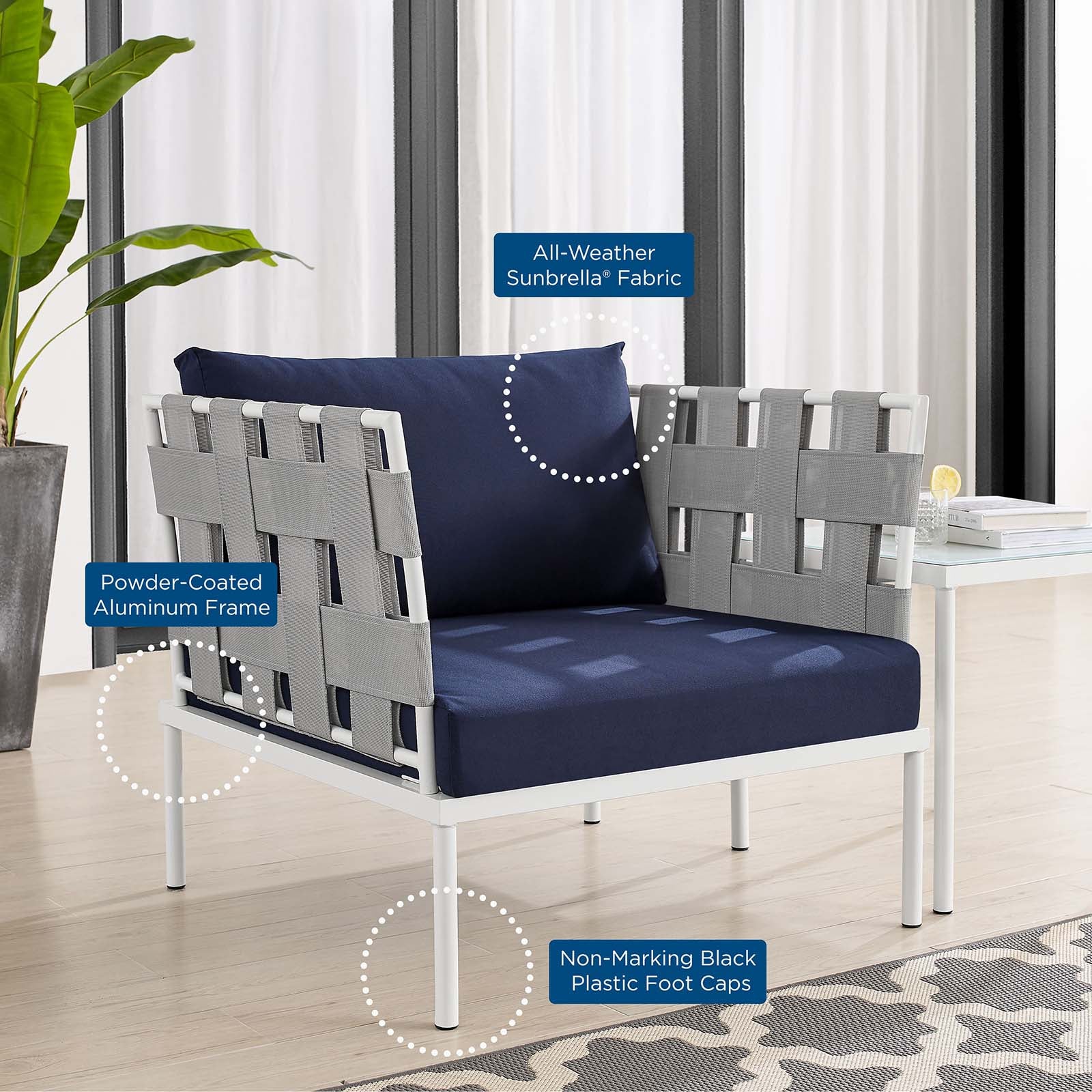 Harmony Sunbrella® Outdoor Patio Aluminum Armchair By Modway - EEI-4956 - Image 14