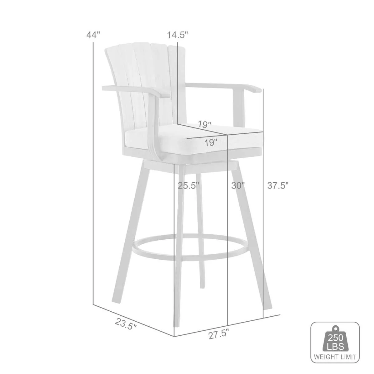 Hazel Outdoor Patio Swivel Bar Stool in Aluminum with Teak Wood and Brown Cushion By Armen Living - Image 7