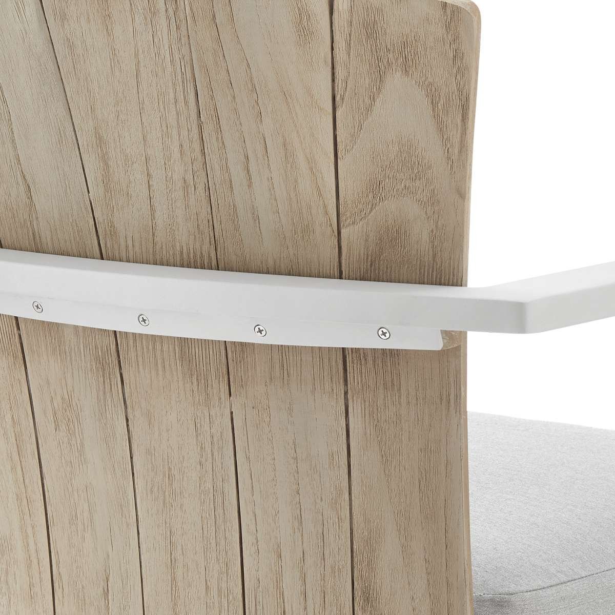 Hazel Outdoor Patio Swivel Counter Stool in Aluminum with Teak Wood and Argent Gray Cushions By Armen Living - Image 8