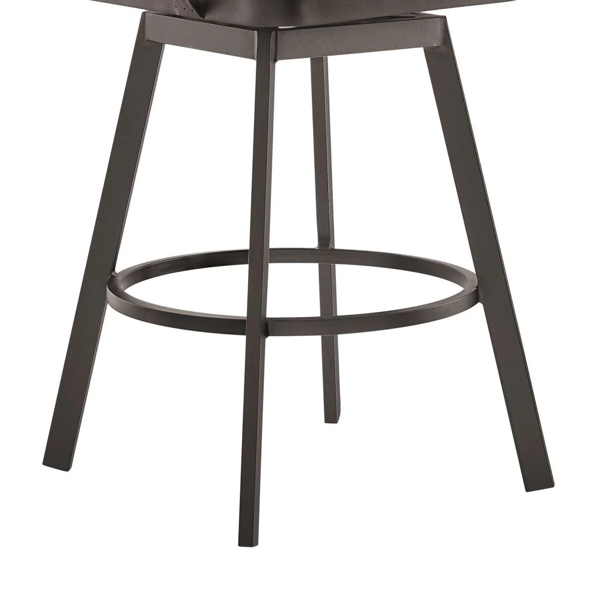 Hazel Outdoor Patio Swivel Counter Stool in Aluminum with Teak Wood and Brown Cushion By Armen Living - Image 6