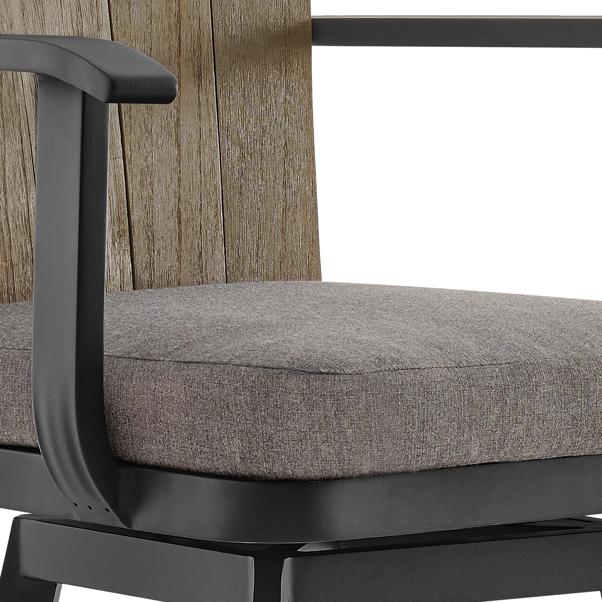 Hazel Outdoor Patio Swivel Counter Stool in Aluminum with Teak Wood and Charcoal Cushion By Armen Living - Image 7