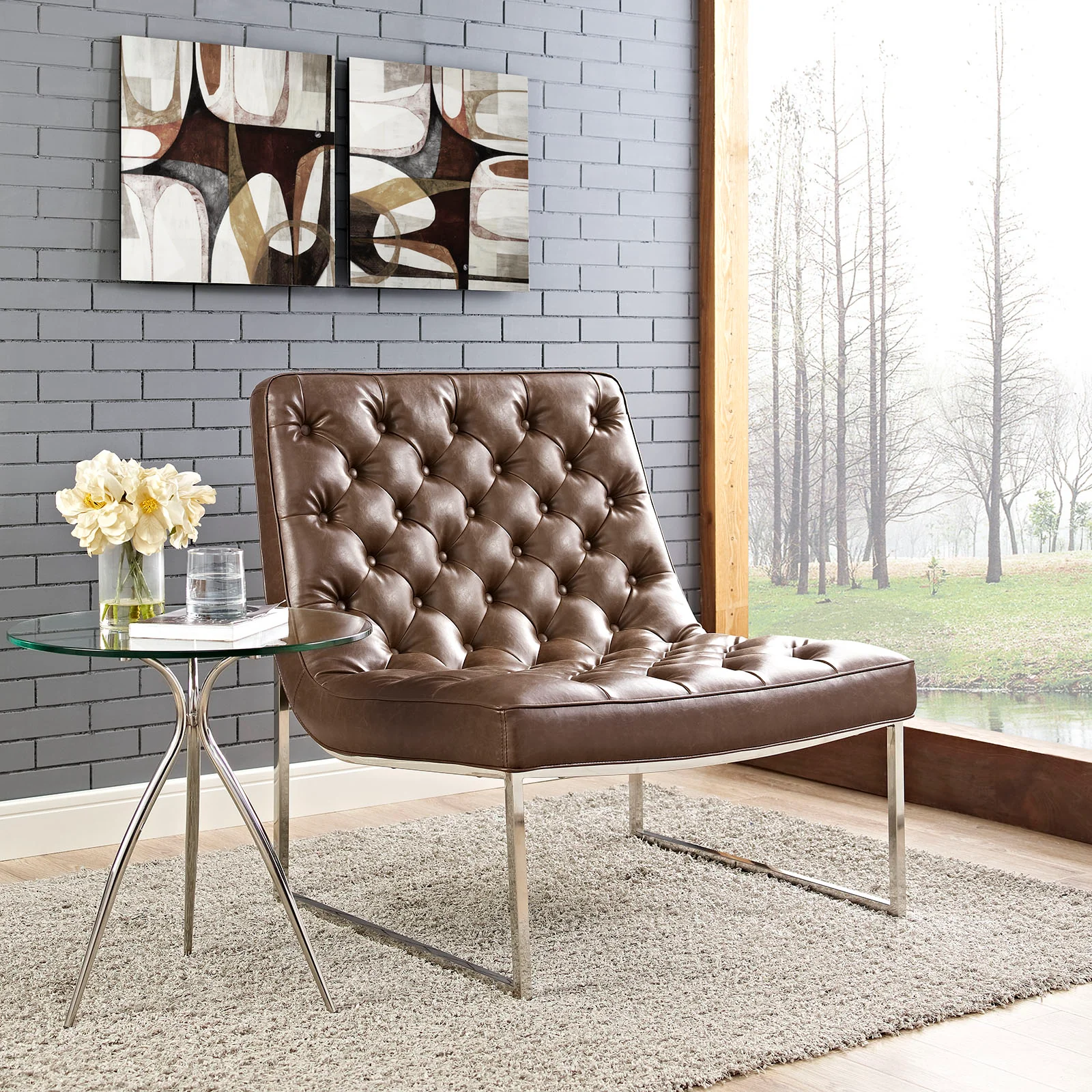 Ibiza Upholstered Vinyl Lounge Chair By Modway - EEI-2089