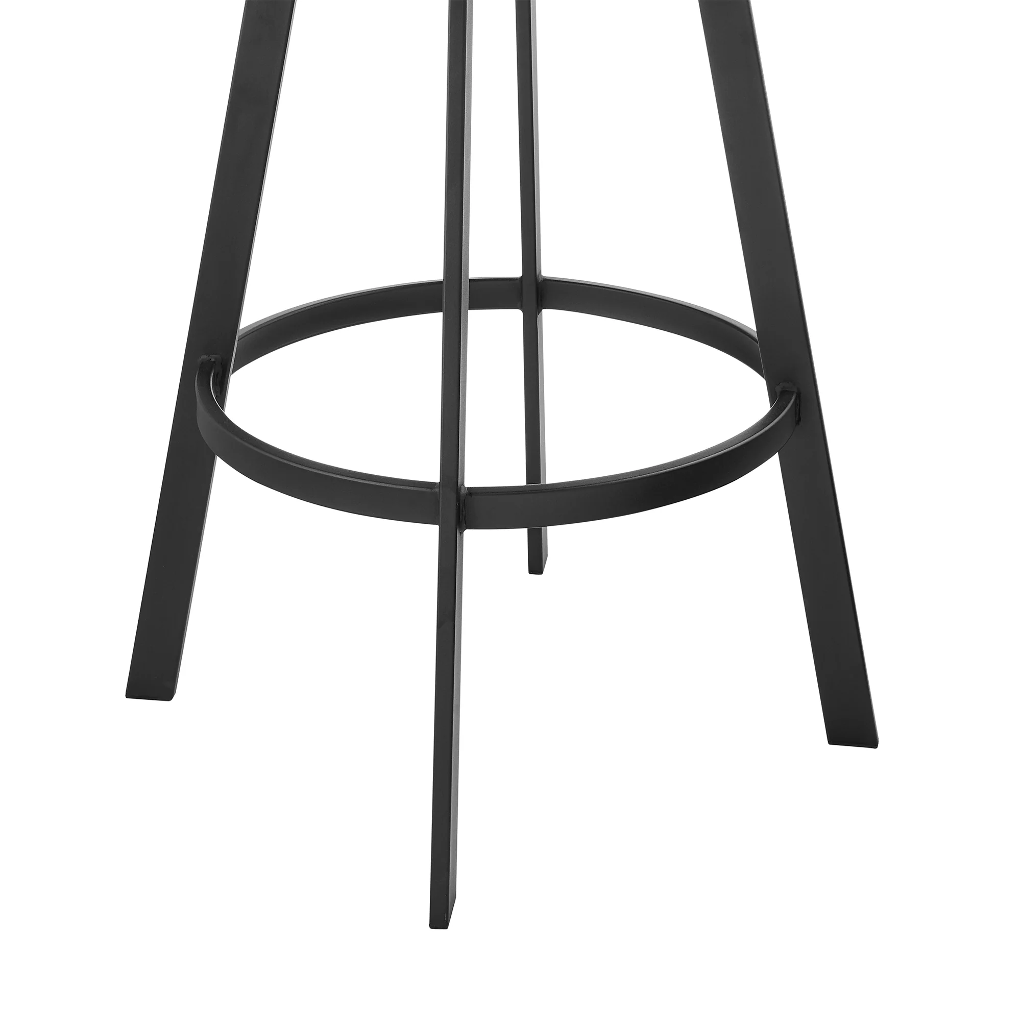 Idris 26" Swivel Counter Stool in Black Iron with Walnut Finish and Vintage Black Faux Leather By Armen Living - Image 8