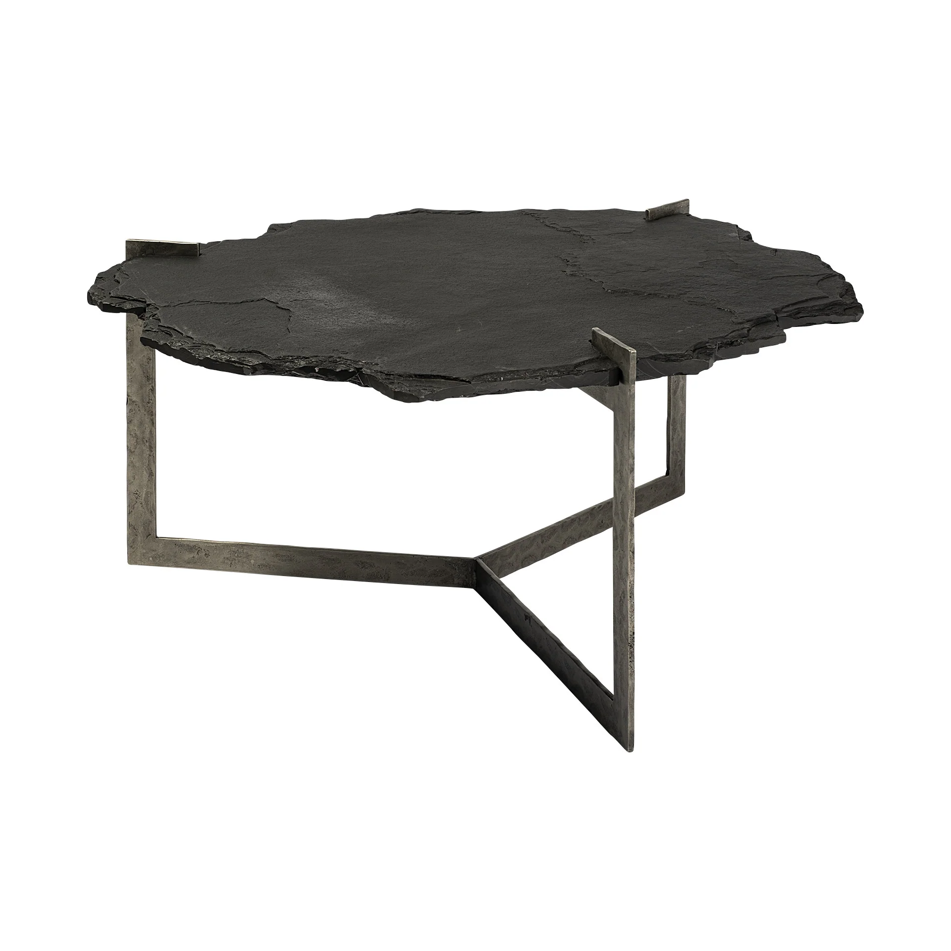 Irregular Live-Edge Slat wFlat Iron Base Coffee Table Top By Homeroots