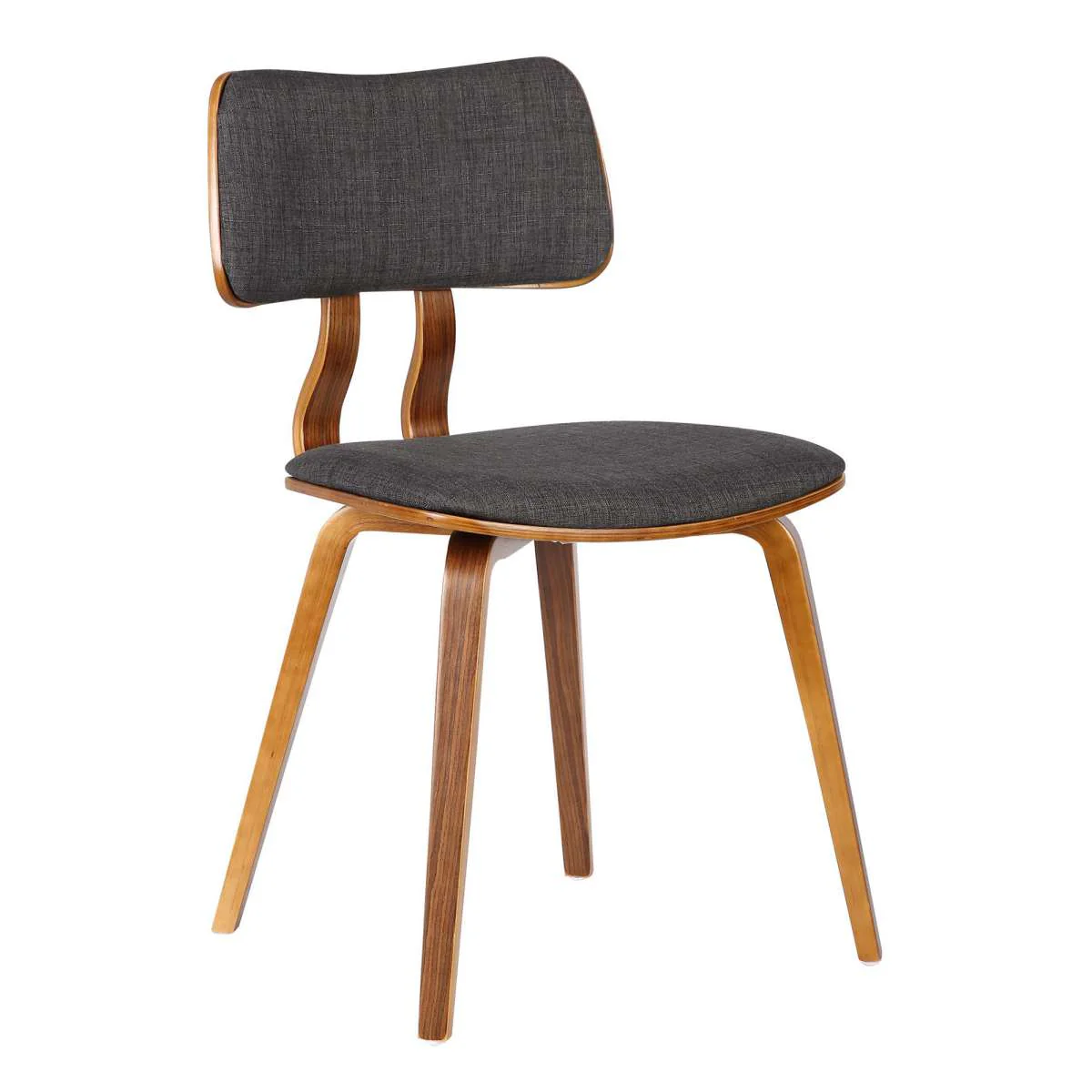 Jaguar Mid-Century Dining Chair in Walnut Wood and Charcoal Fabric By Armen Living