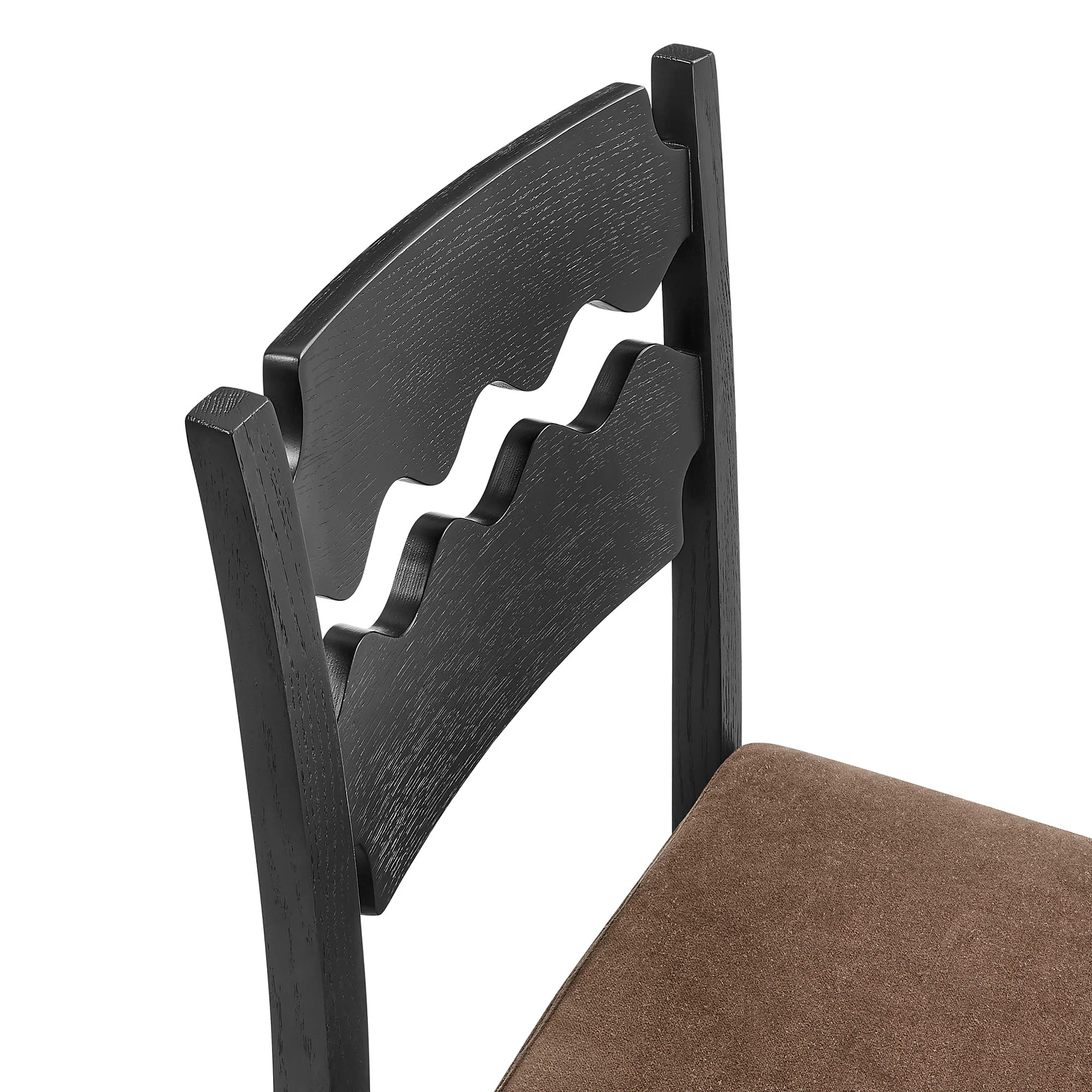 Jax Oak Wood Bar Stool With Wavy Razor Back and Cushion by Modway - Image 6