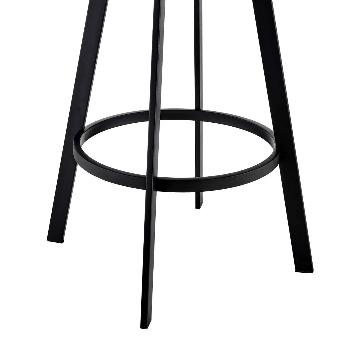 Jermaine 26" Counter Height Swivel Bar Stool in Matt Black Finish with Gray Faux Leather By Armen Living - Image 3