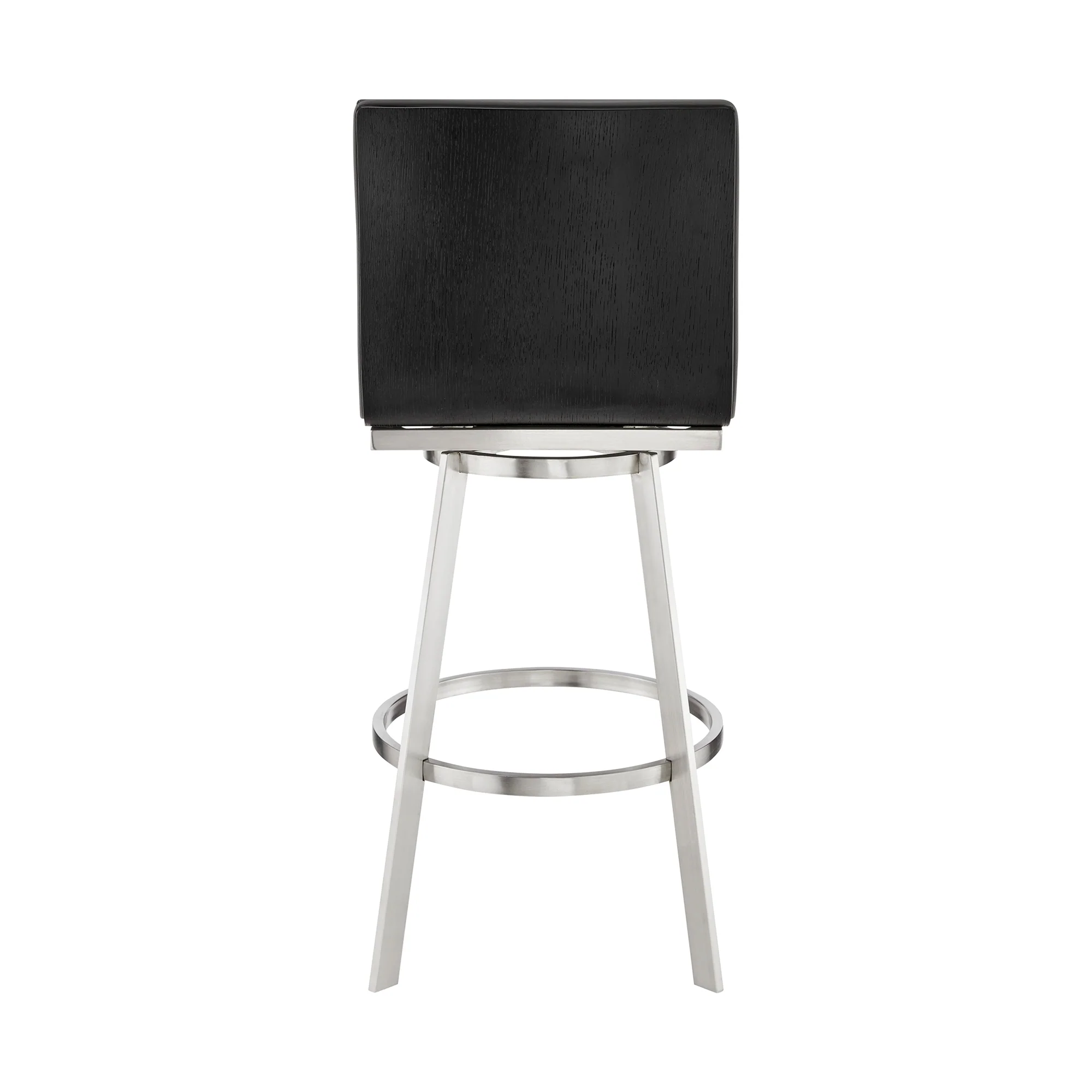 Jermaine 26" Counter Swivel Bar Stool in Brushed Stainless Steel Finish and Gray Faux Leather By Armen Living - Image 6