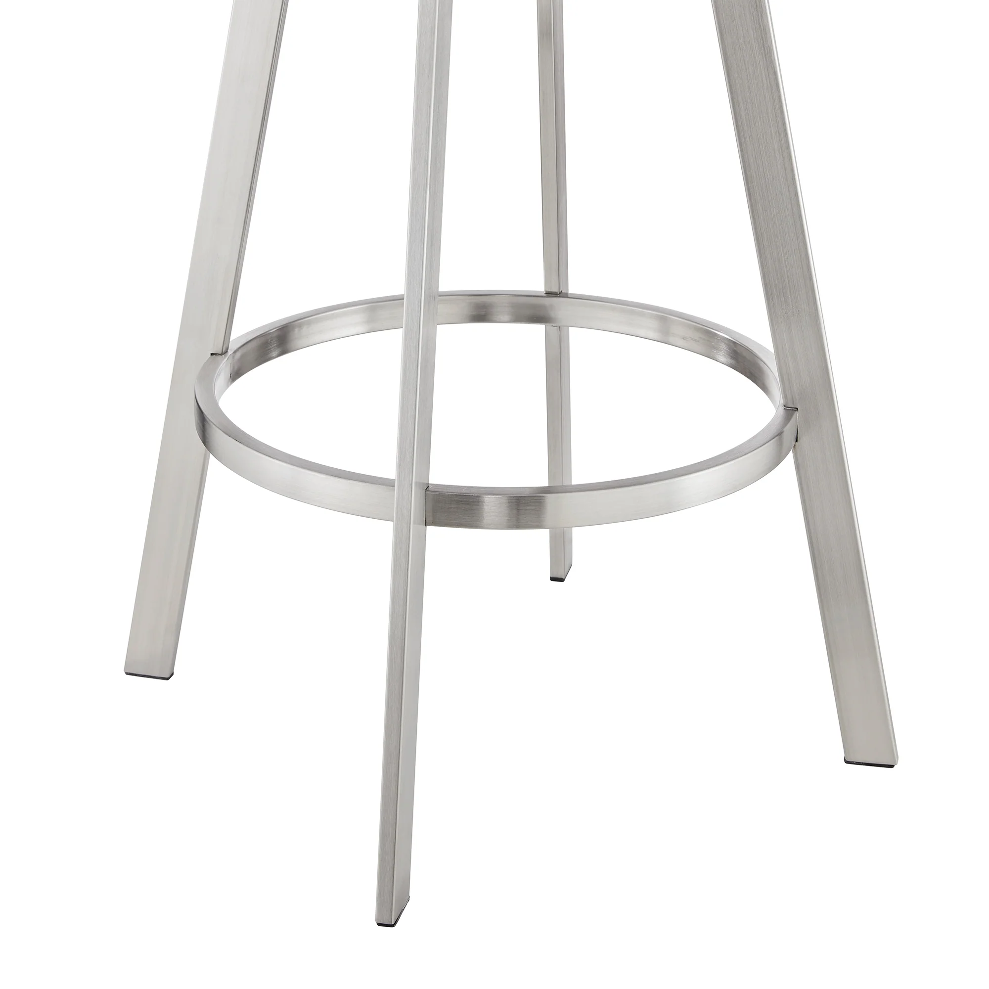 Jermaine 26" Counter Swivel Bar Stool in Brushed Stainless Steel Finish and Gray Faux Leather By Armen Living - Image 8