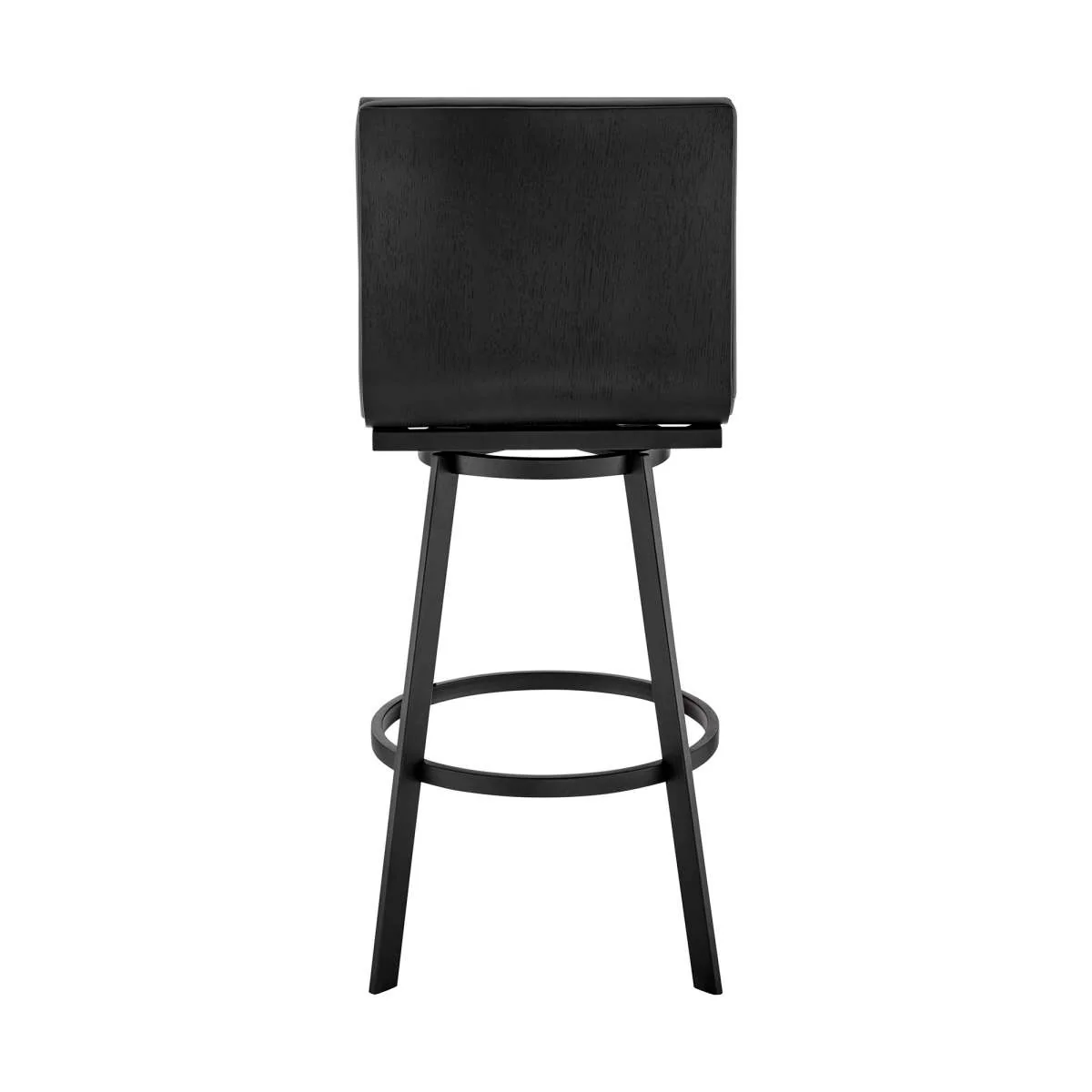 Jermaine 30" Bar Height Swivel Bar Stool in Matt Black Finish with Gray Faux Leather By Armen Living - Image 6