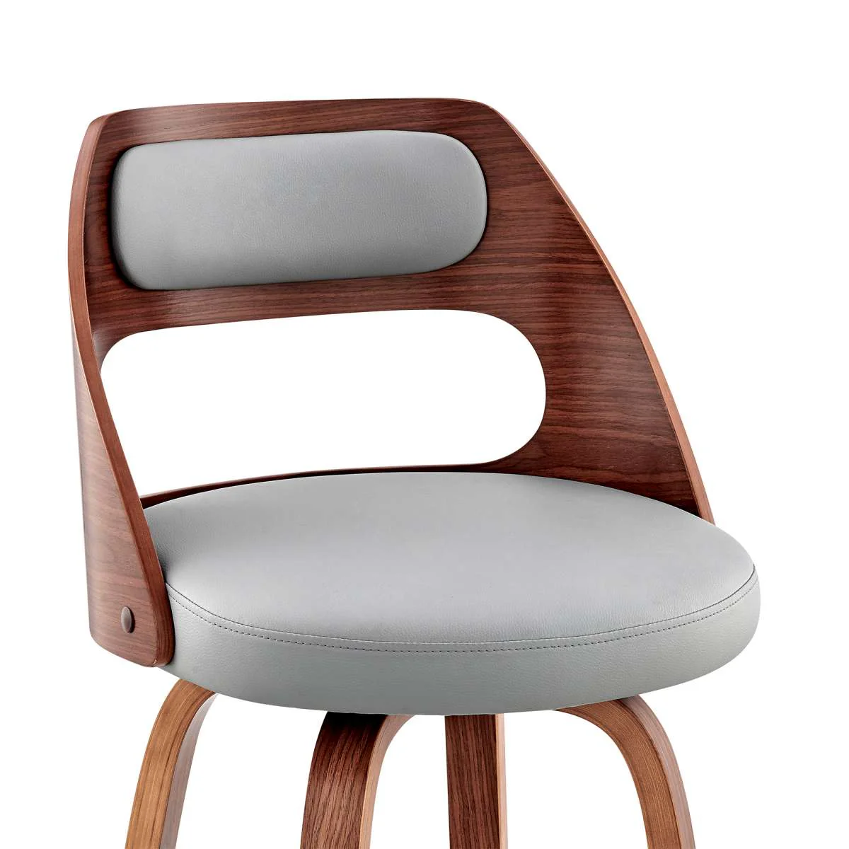 Julius 26" Gray Faux Leather and Walnut Wood Bar Stool By Armen Living - Image 5
