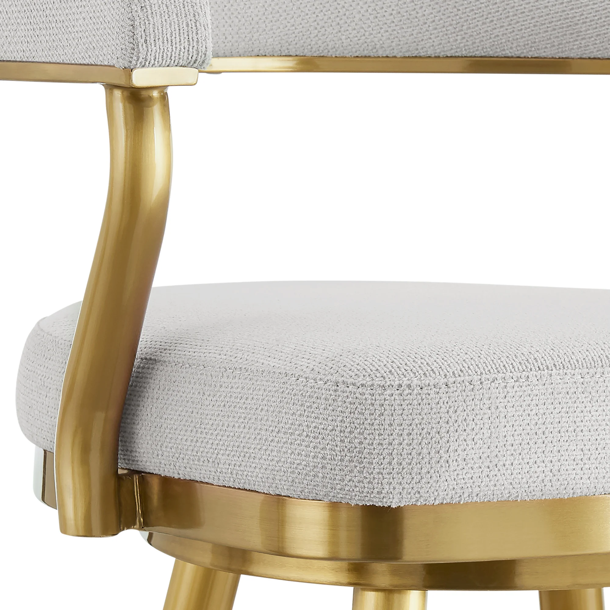 Justin 26" Swivel Counter Stool with Gold Brushed Stainless Steel and Silver Fabric By Armen Living - Image 7
