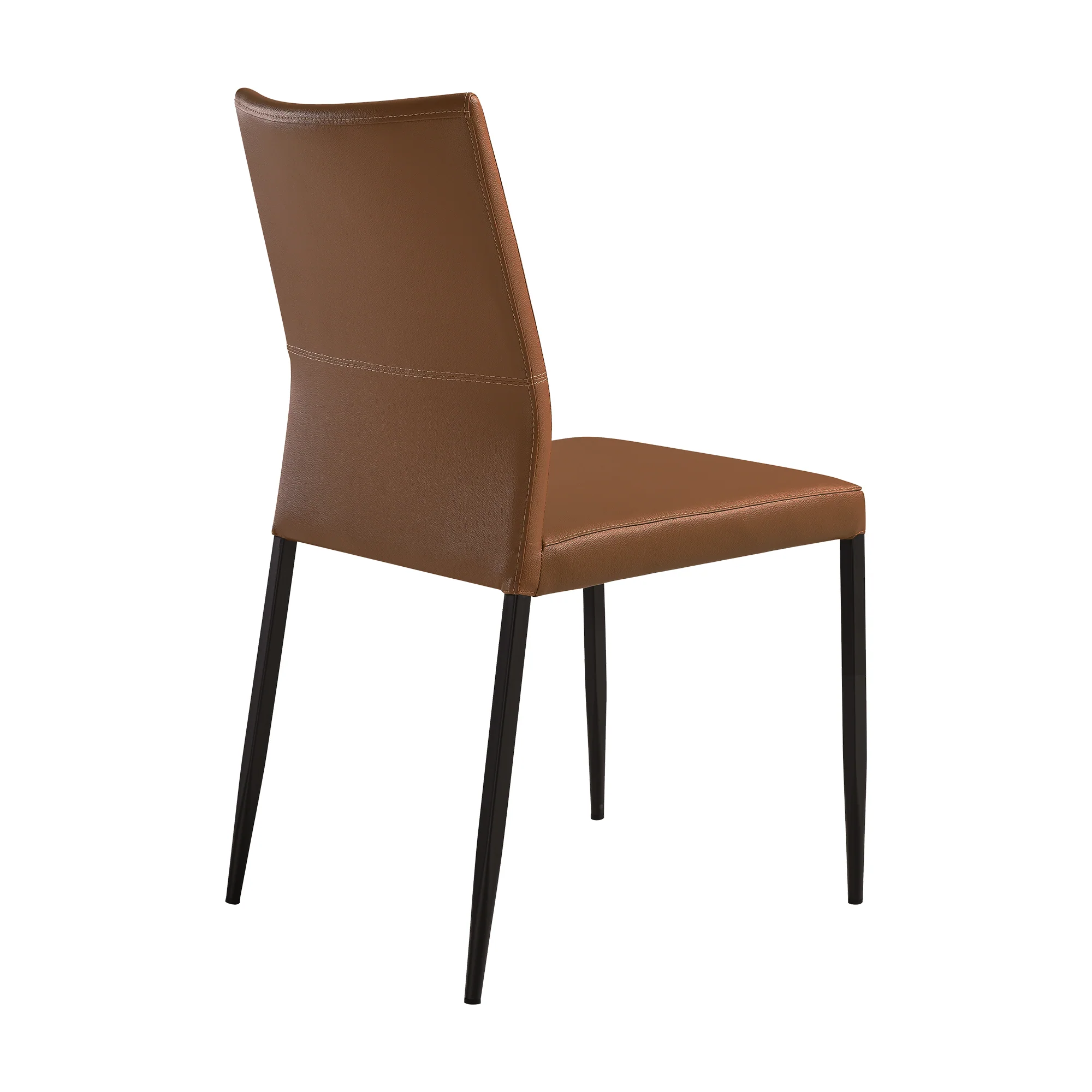Kash Upholstered Dining Chair in Brown Faux Leather with Black Metal Legs - Set of 2 By Armen Living - Image 6