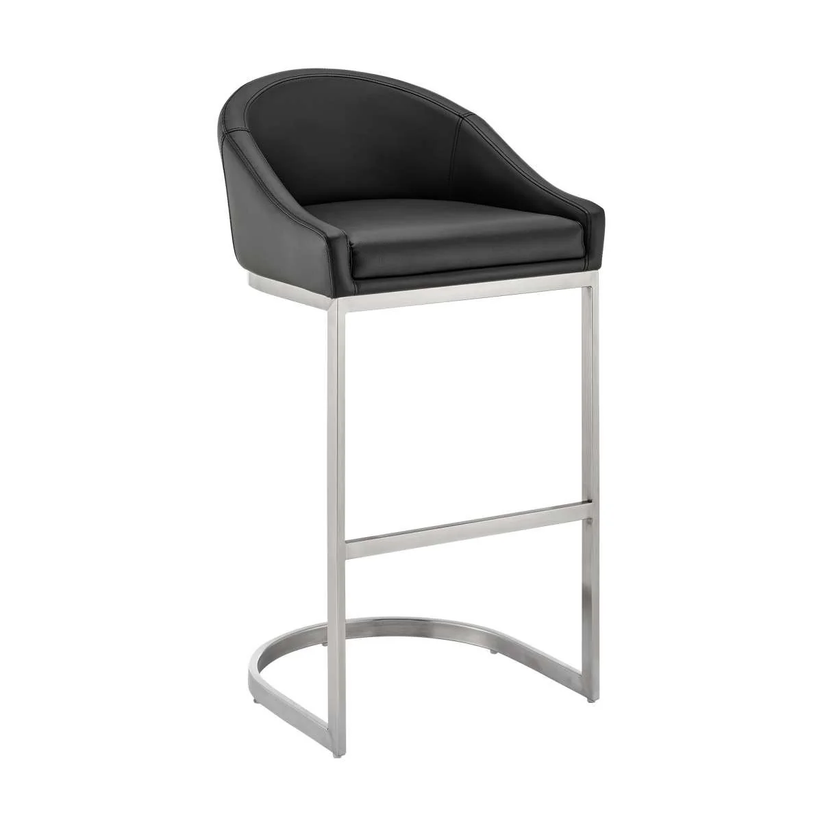 Katherine 26" Counter Stool in Brushed Stainless Steel with White Faux Leather By Armen Living - Image 18