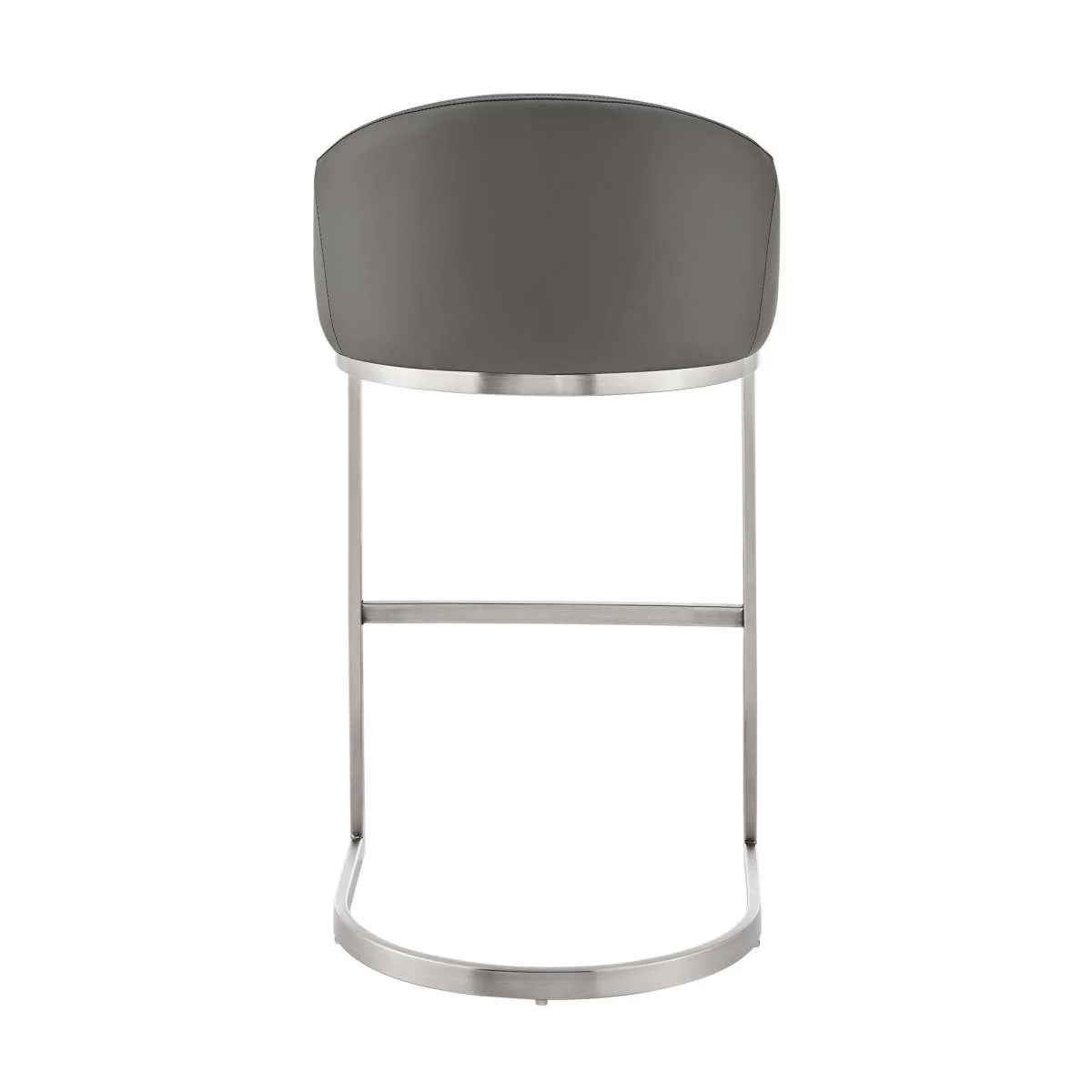 Katherine 30" Bar Stool in Brushed Stainless Steel with White Faux Leather By Armen Living - Image 12