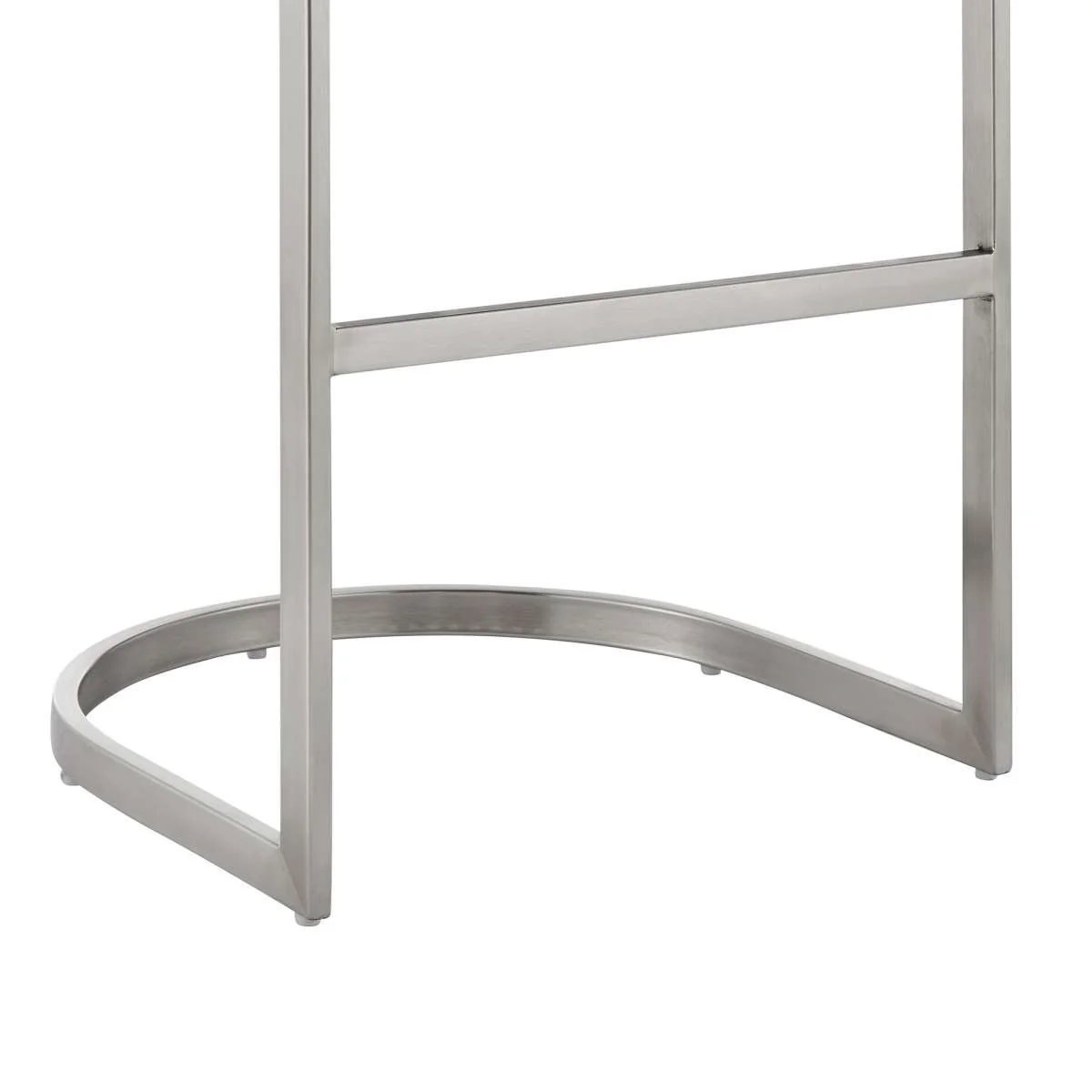 Katherine 30" Bar Stool in Brushed Stainless Steel with White Faux Leather By Armen Living - Image 14