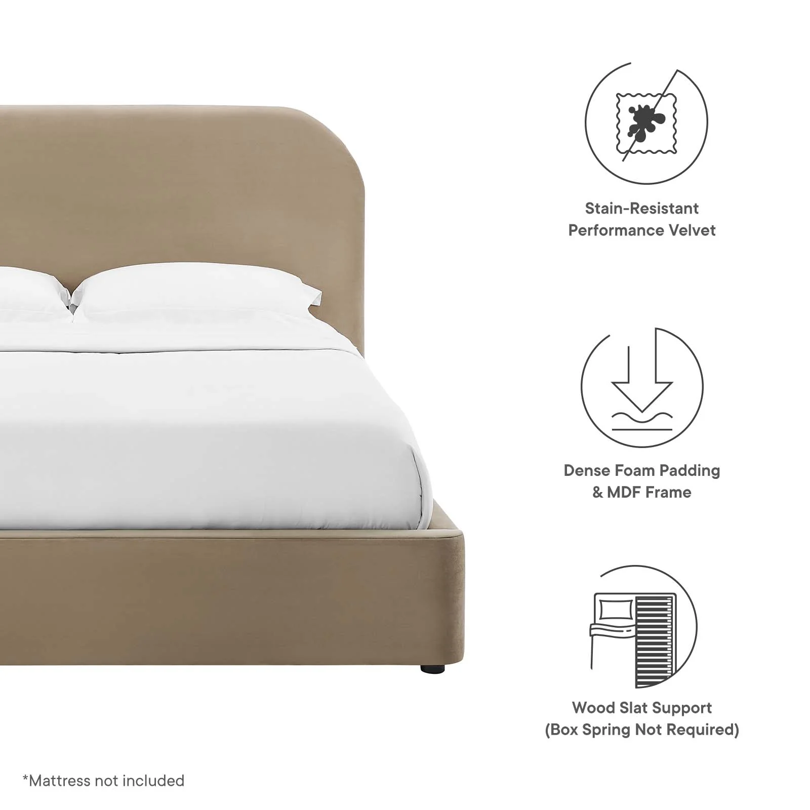 Keynote Performance Velvet Curved Full Platform Bed By Modway - MOD-7139 - Image 15