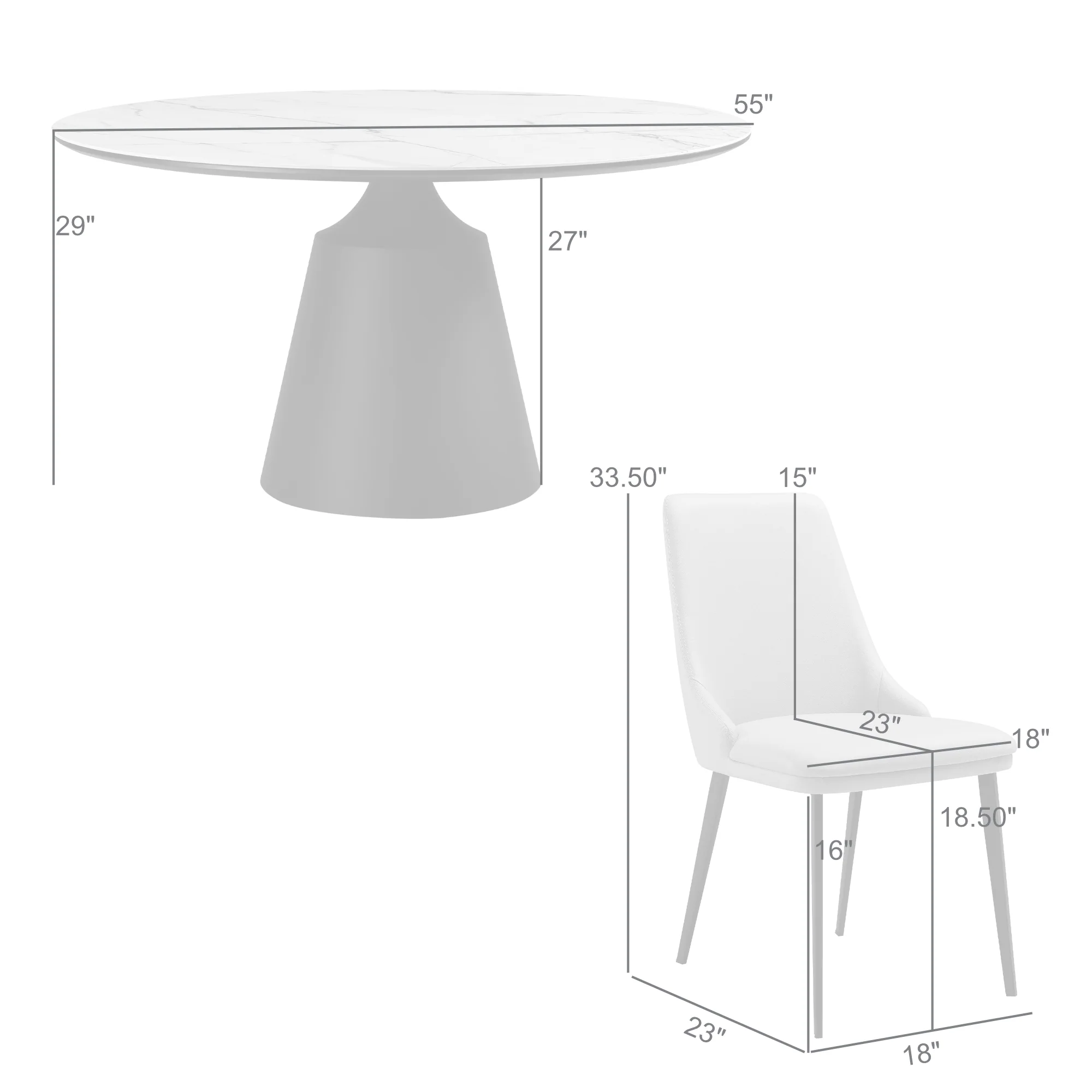 Knox Genesis 7 Piece Dining Set with Stone Top and Beige Faux Leather Chairs By Armen Living - Image 21