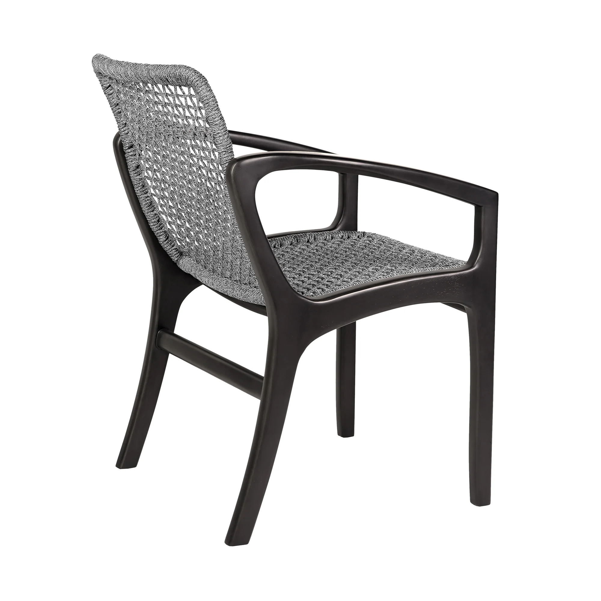 Koala and Brighton 5 Piece Outdoor Patio Dining Set in Dark Eucalyptus Wood and Grey Rope By Armen Living - Image 4