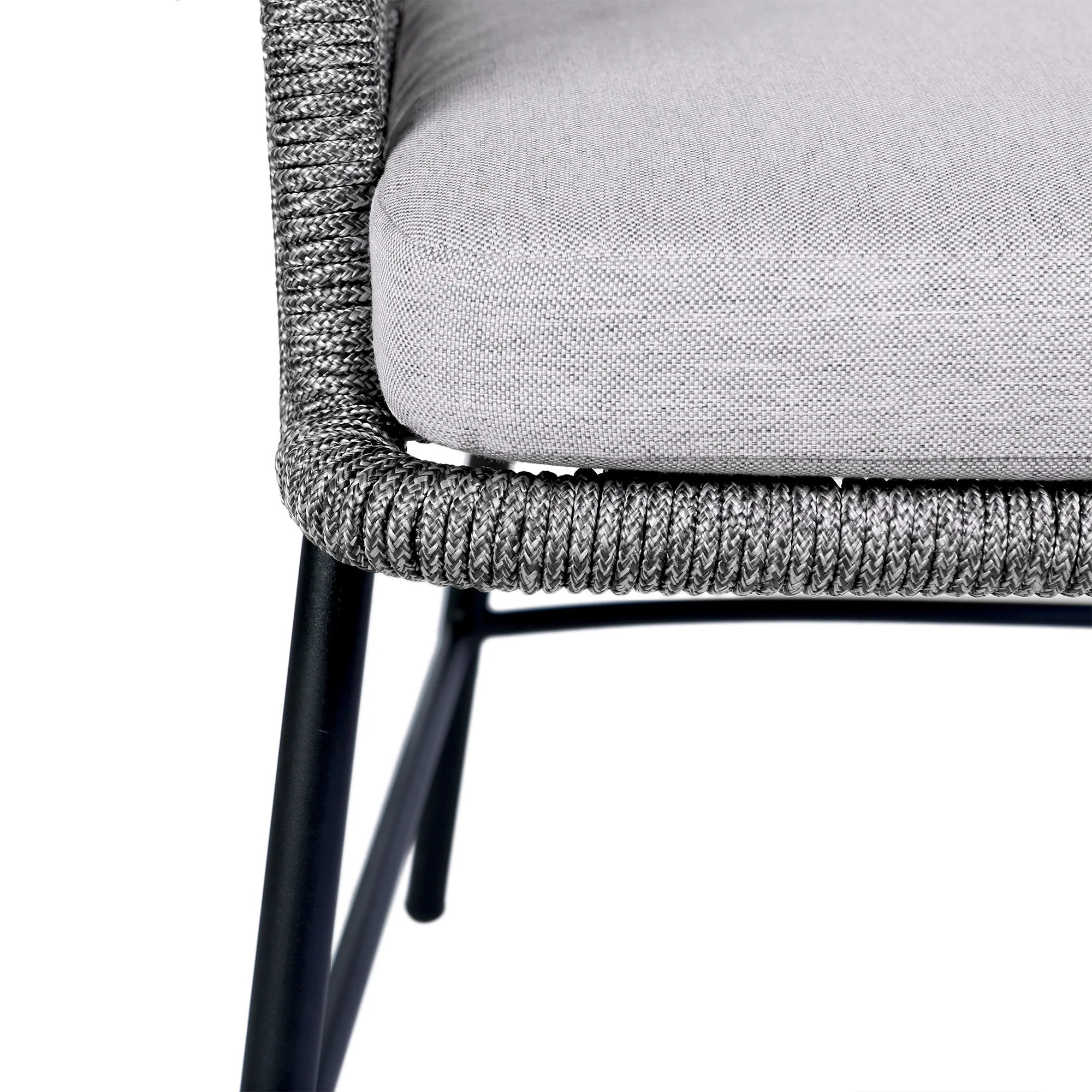 Koala and Calica 5 Piece Dining Set in Dark Eucalyptus and Metal with Grey Rope By Armen Living - Image 7