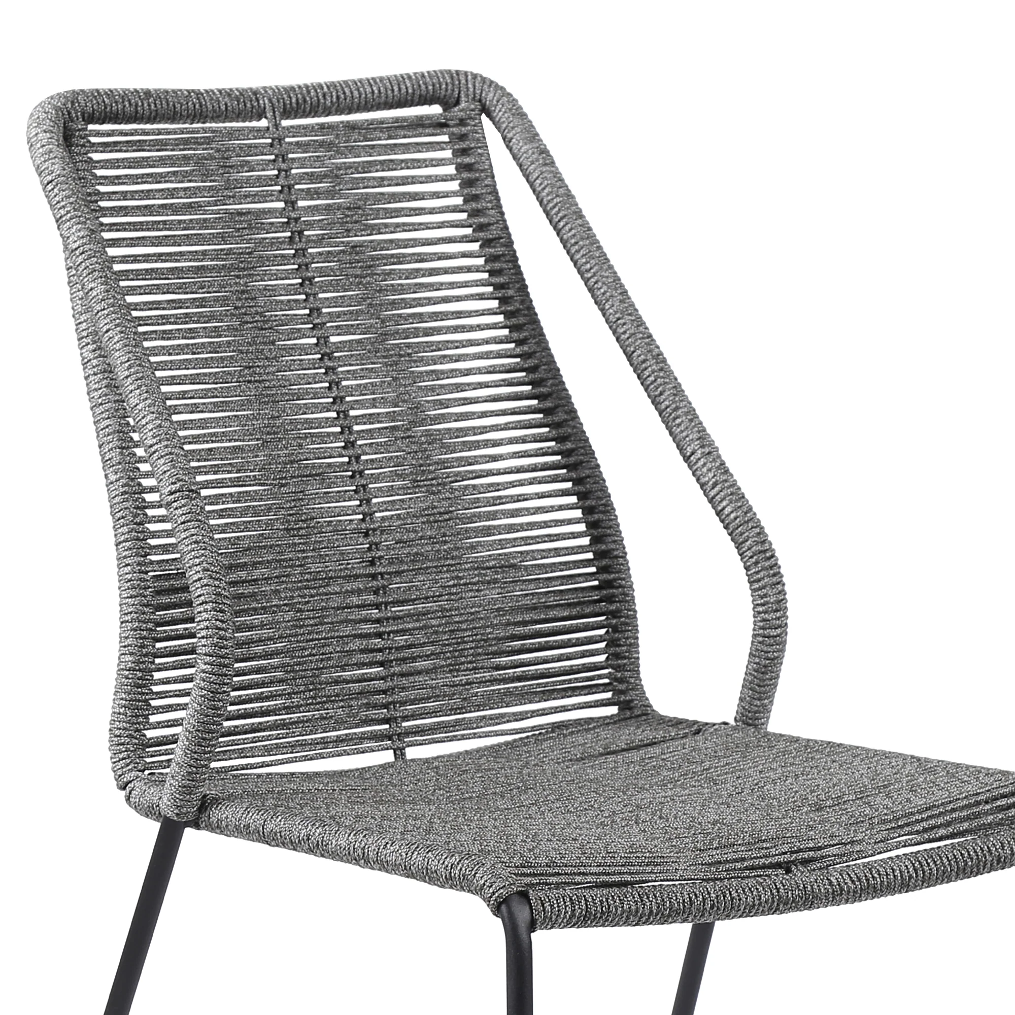 Koala and Clip 5 Piece Dining Set in Light Eucalyptus Wood and Metal with Grey Rope By Armen Living - Image 7