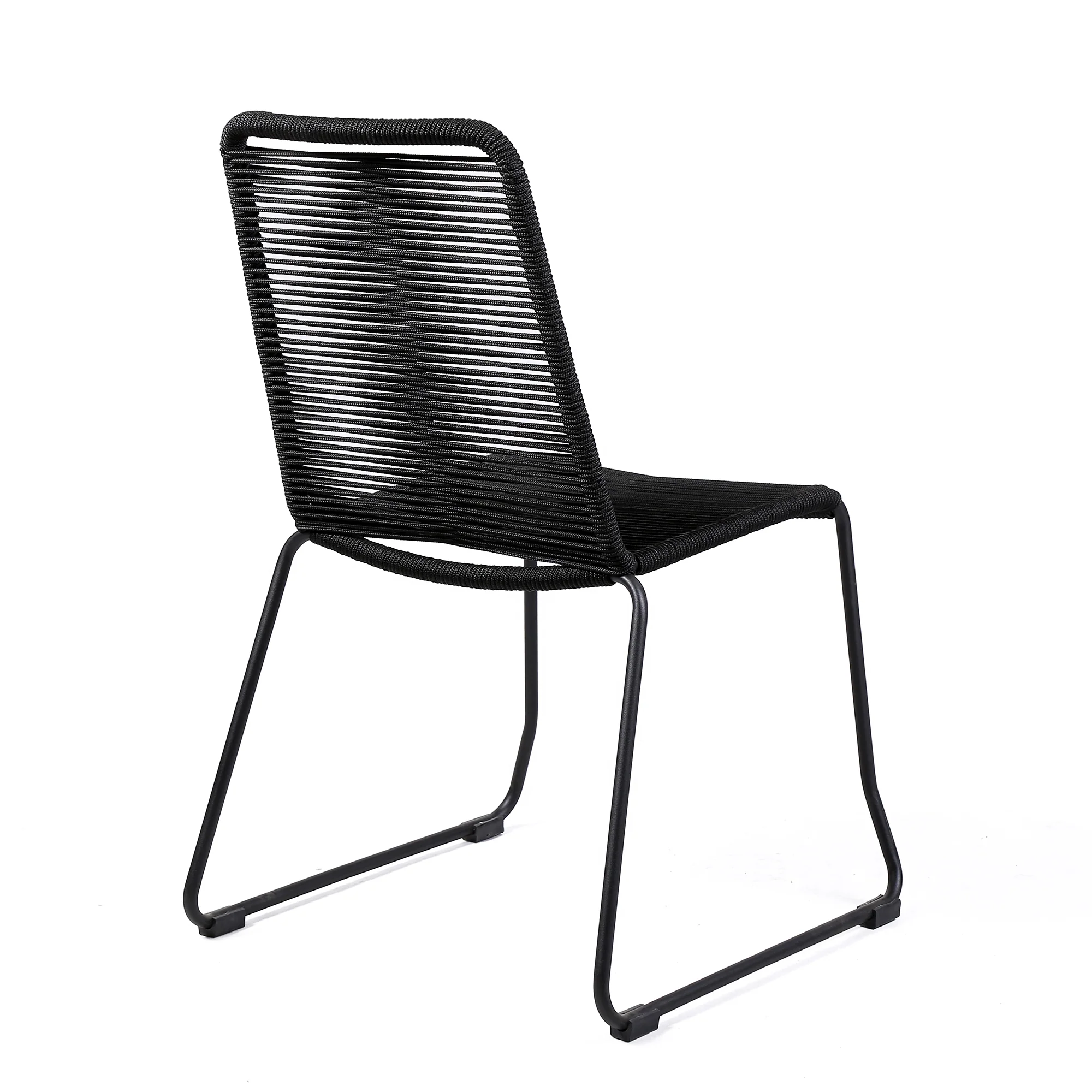 Koala and Shasta 5 Piece Dining Set in Dark Eucalyptus and Metal with Black Rope By Armen Living - Image 4