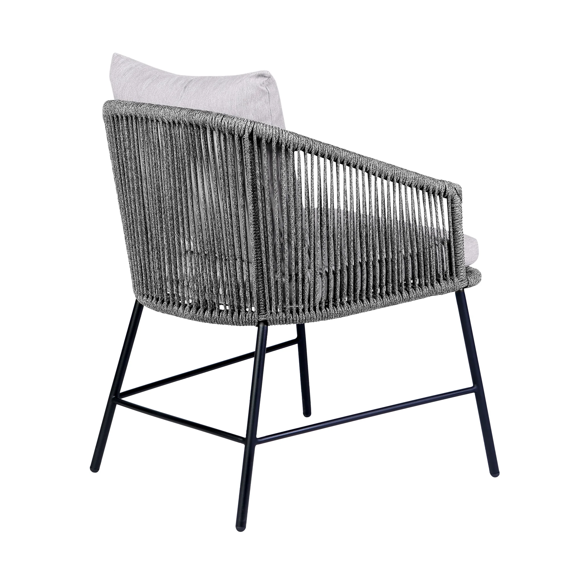 Koala Calica and Camino 5 Piece Outdoor Dining Set with Dark Eucalyptus Wood and Grey Rope and Cushions By Armen Living - Image 4