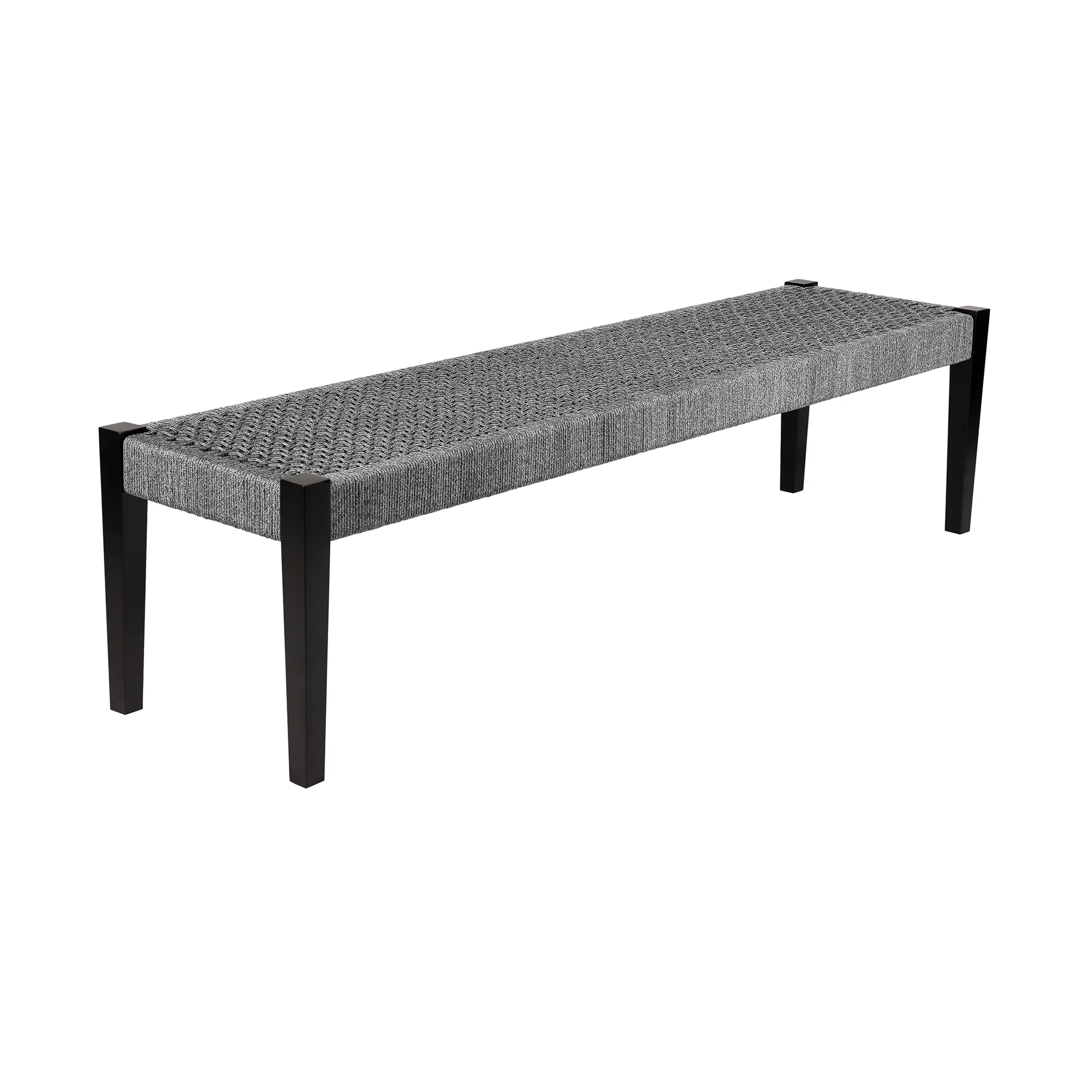 Koala Clip and Camino 5 Piece Outdoor Dining Set in Dark Eucalyptus with Grey Rope By Armen Living - Image 7