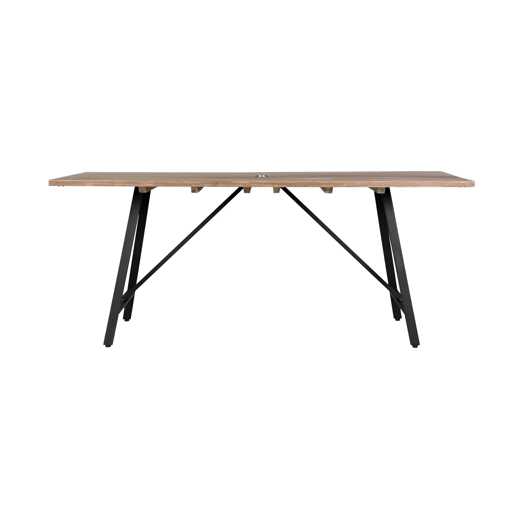 Koala Outdoor Patio Light Eucalyptus Wood and Metal Rectangle Dining Table By Armen Living - Image 4