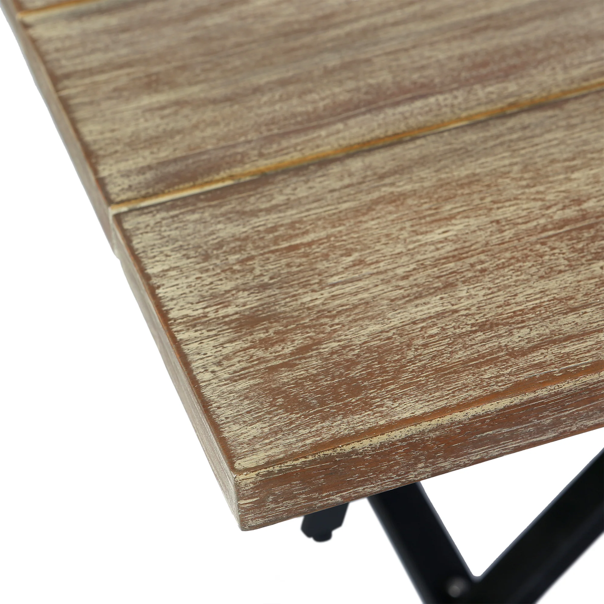 Koala Outdoor Patio Light Eucalyptus Wood and Metal Rectangle Dining Table By Armen Living - Image 5