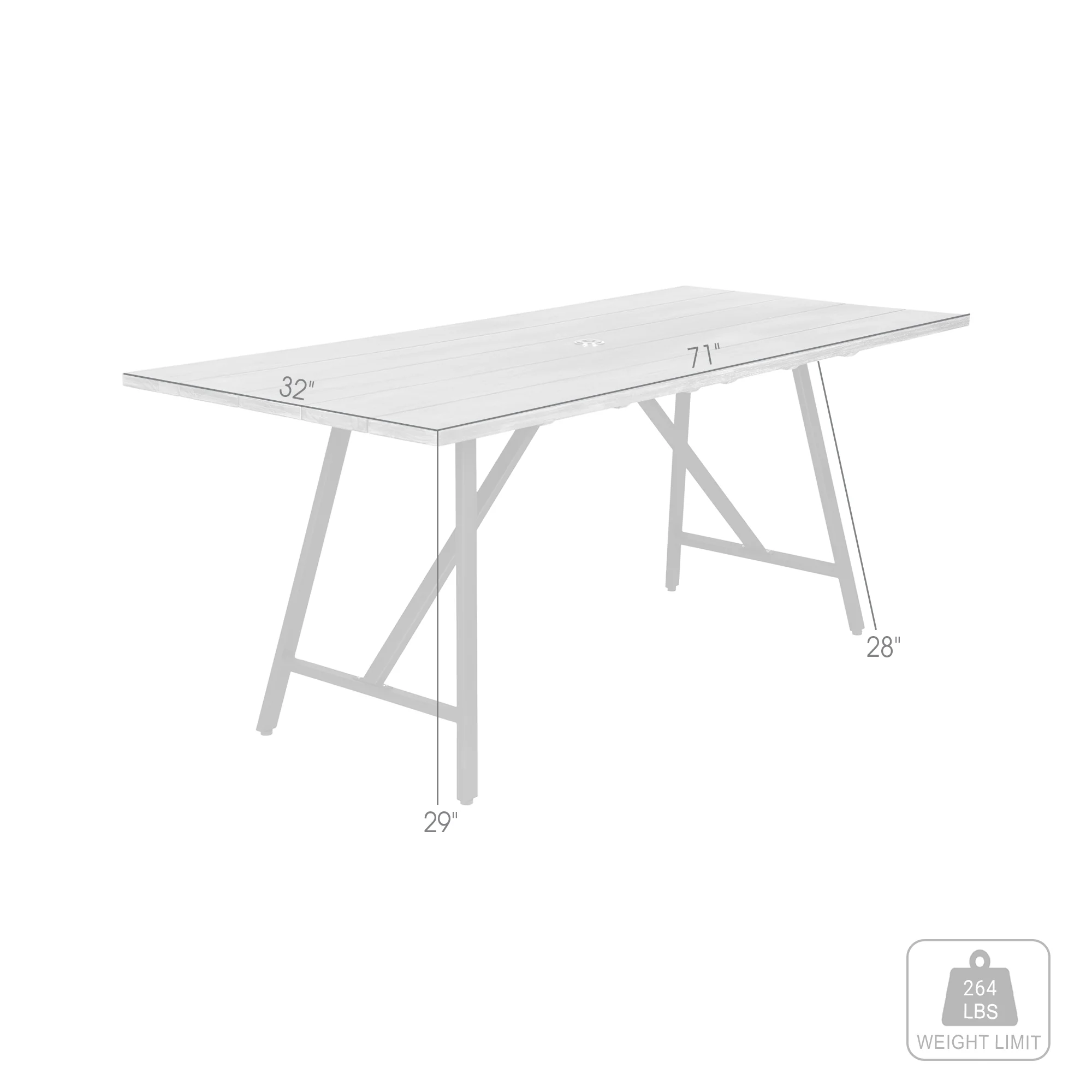 Koala Outdoor Patio Light Eucalyptus Wood and Metal Rectangle Dining Table By Armen Living - Image 9