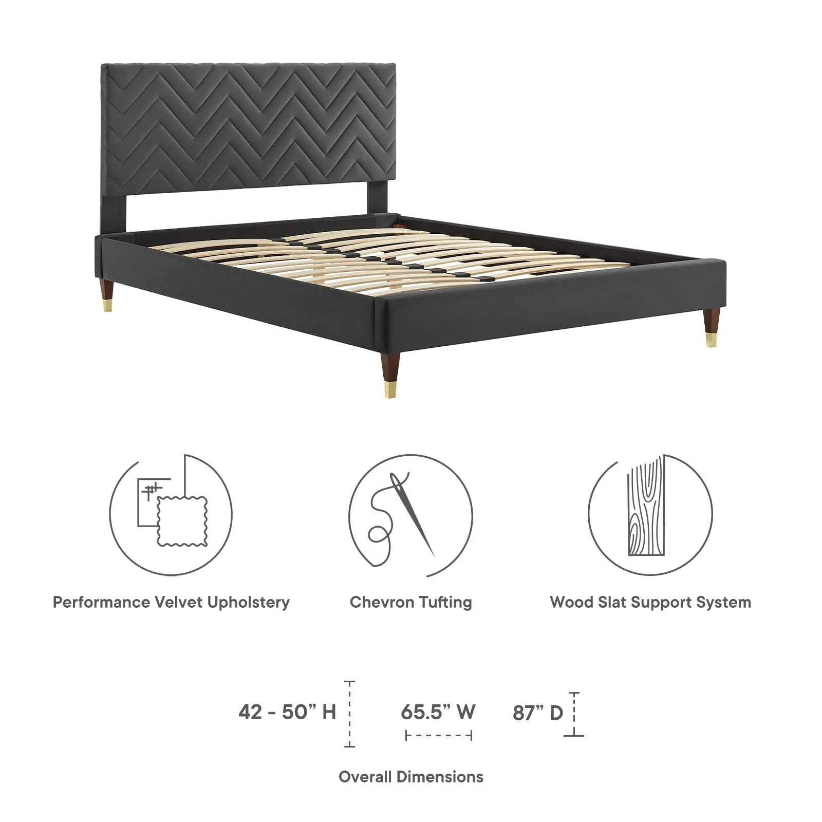 Leah Chevron Tufted Performance Velvet Full Platform Bed By Modway - MOD-6993 - Image 7