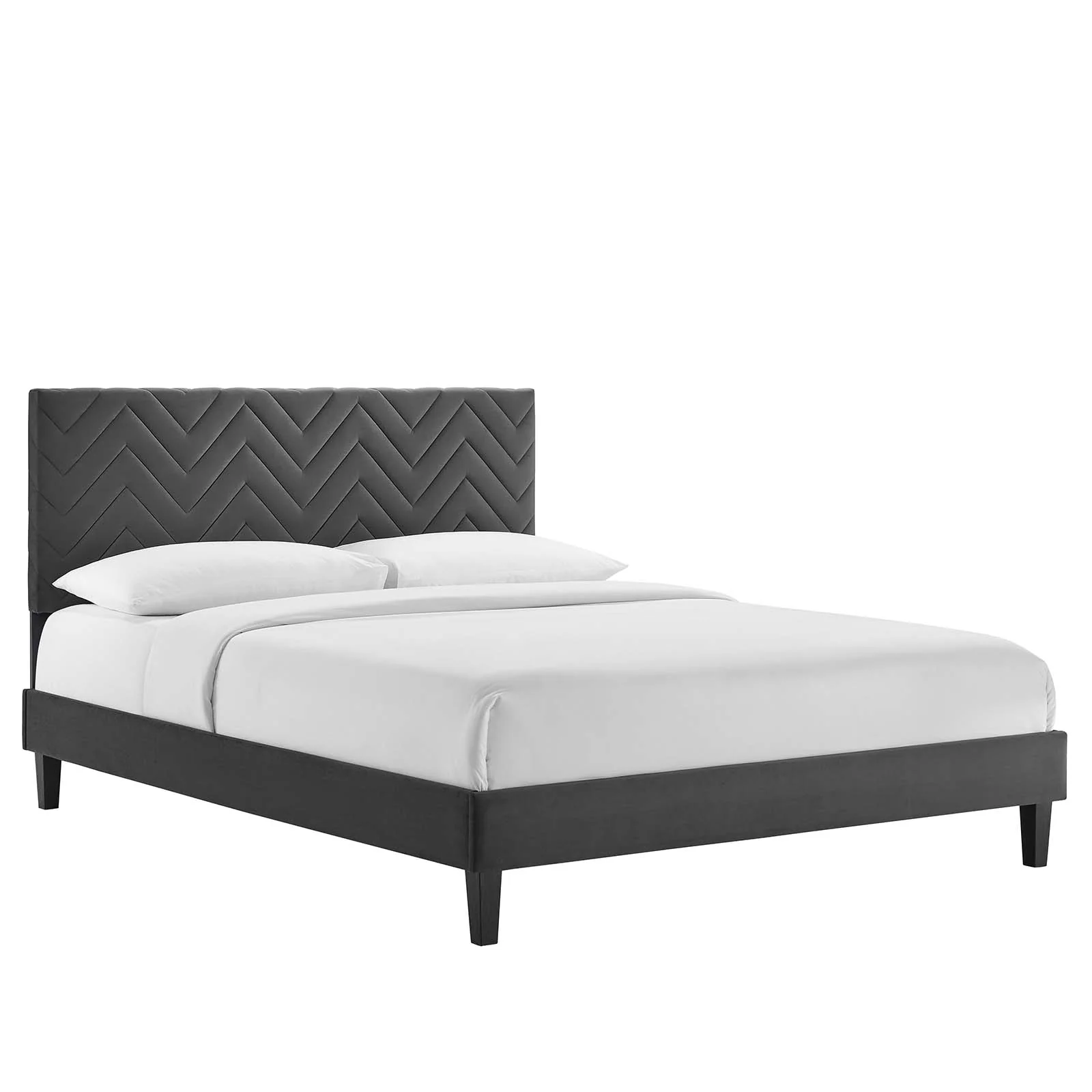 Leah Chevron Tufted Performance Velvet King Platform Bed By Modway - MOD-7009 - Image 2