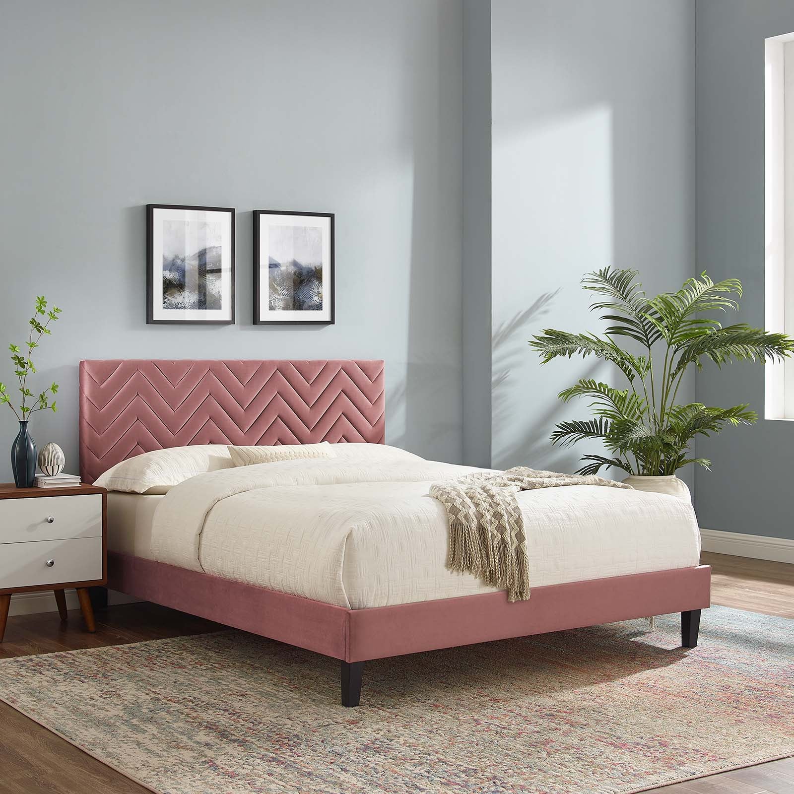 Leah Chevron Tufted Performance Velvet Queen Platform Bed By Modway - MOD-6973 - Image 16