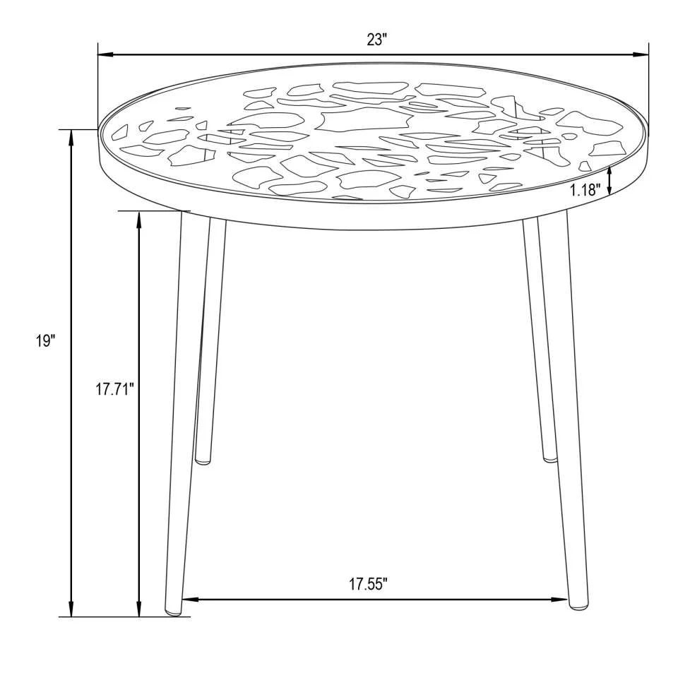 LeisureMod Devon Mid-Century Modern 3-Piece Aluminum Outdoor Patio Dining Set with Tempered Glass Top Table and 2 Stackable
 - DT20CBL - Image 19