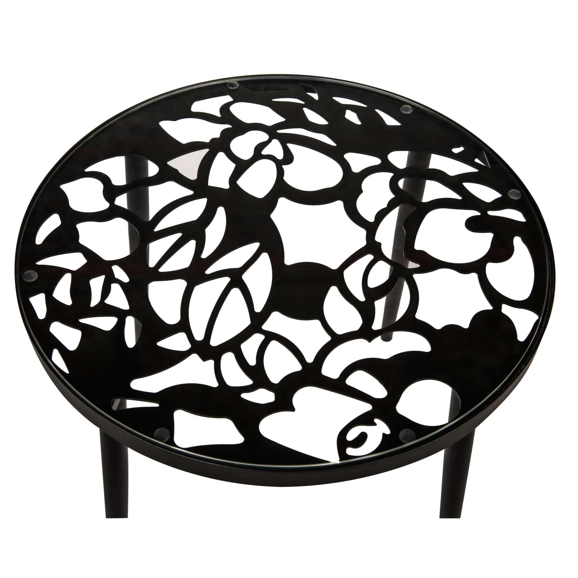LeisureMod Devon Mid-Century Modern 3-Piece Aluminum Outdoor Patio Dining Set with Tempered Glass Top Table and 2 Stackable
 - DT20CBL - Image 5