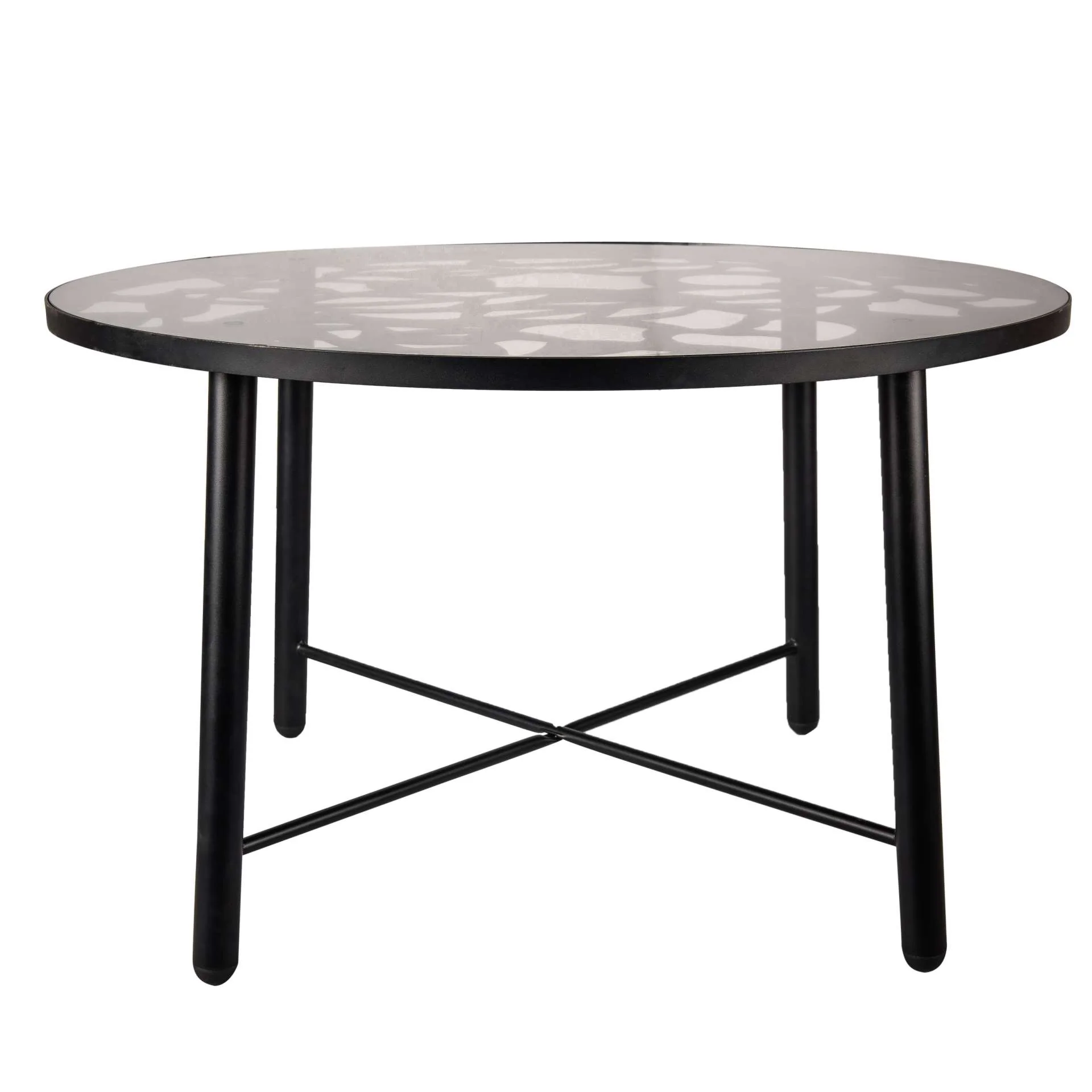 LeisureMod Devon Mid-Century Modern 7-Piece Aluminum Outdoor Patio Dining Set with Tempered Glass Top Table and 6 Stackable
 - DT48C6BL - Image 5