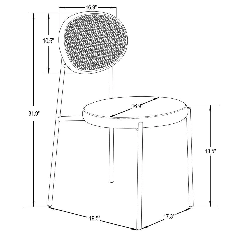 LeisureMod Euston Modern Wicker Dining Chair with Velvet Round Seat - Image 24