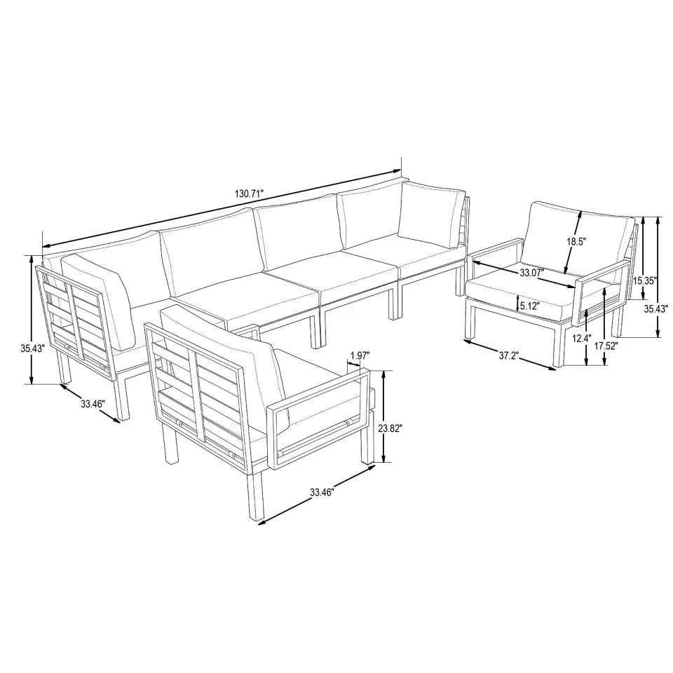 LeisureMod Hamilton 6-Piece Aluminum Patio Conversation Set With Cushions - Image 18