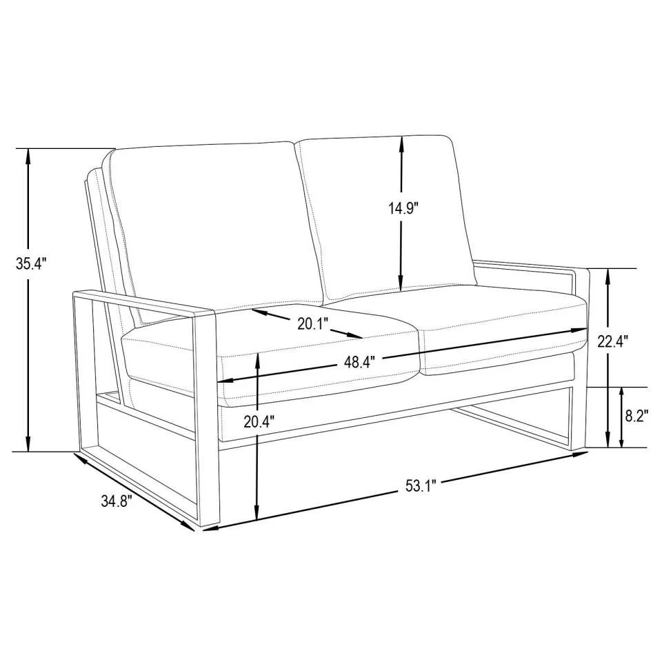 Leisuremod Jefferson Contemporary Modern Faux Leather Loveseat With Silver Frame - Image 7