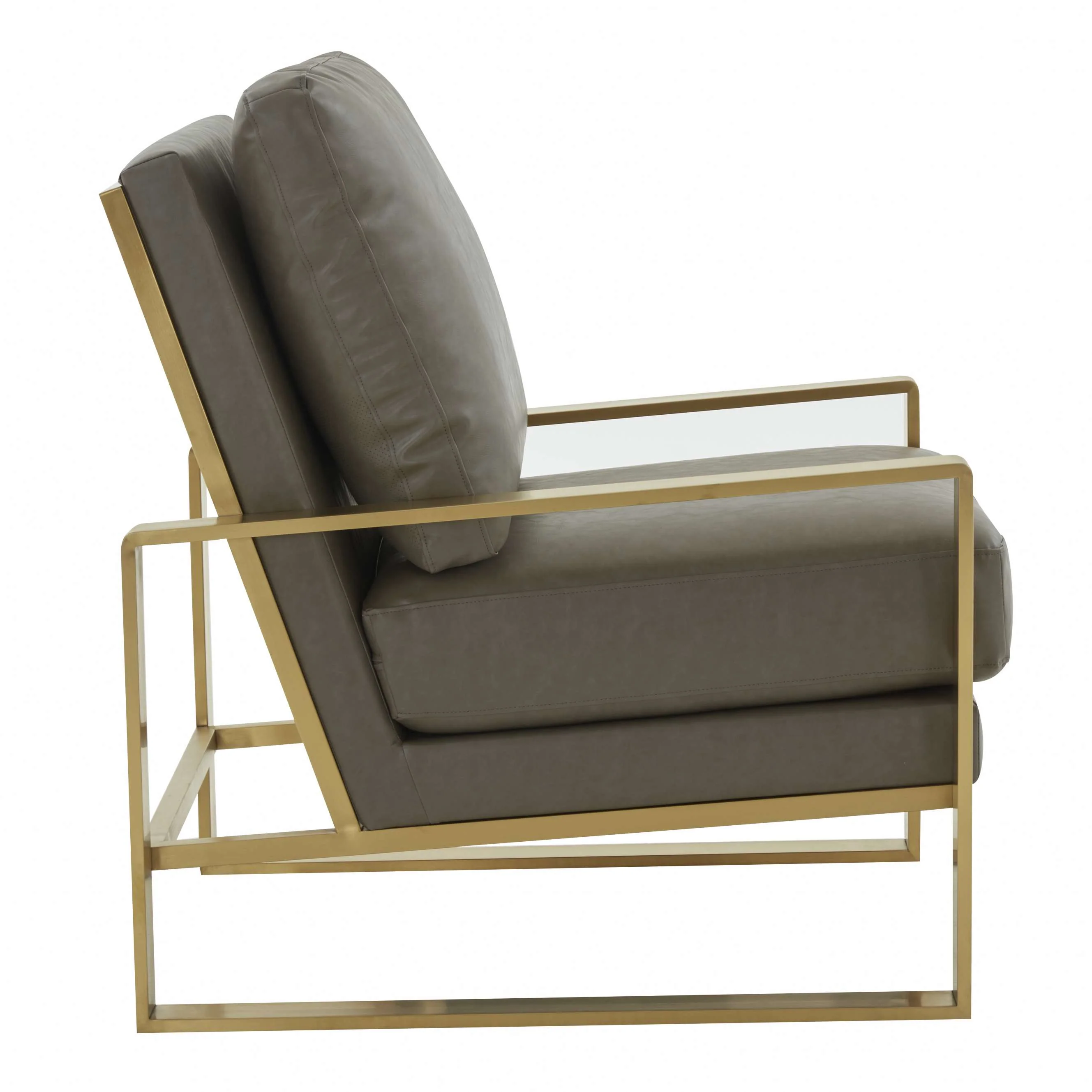LeisureMod Jefferson Leather Modern Design Accent Armchair With Elegant Gold Frame - Image 16
