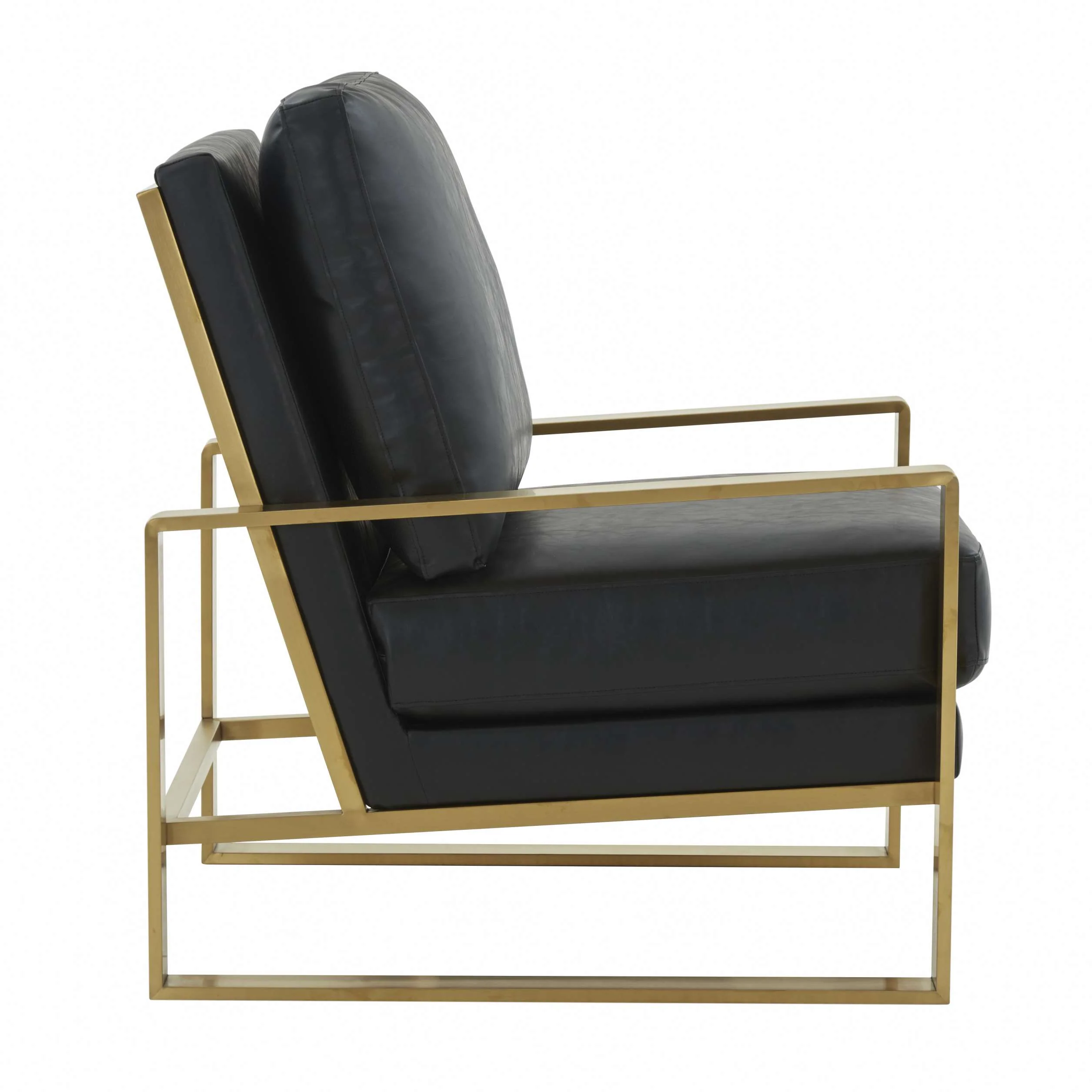 LeisureMod Jefferson Leather Modern Design Accent Armchair With Elegant Gold Frame - Image 4