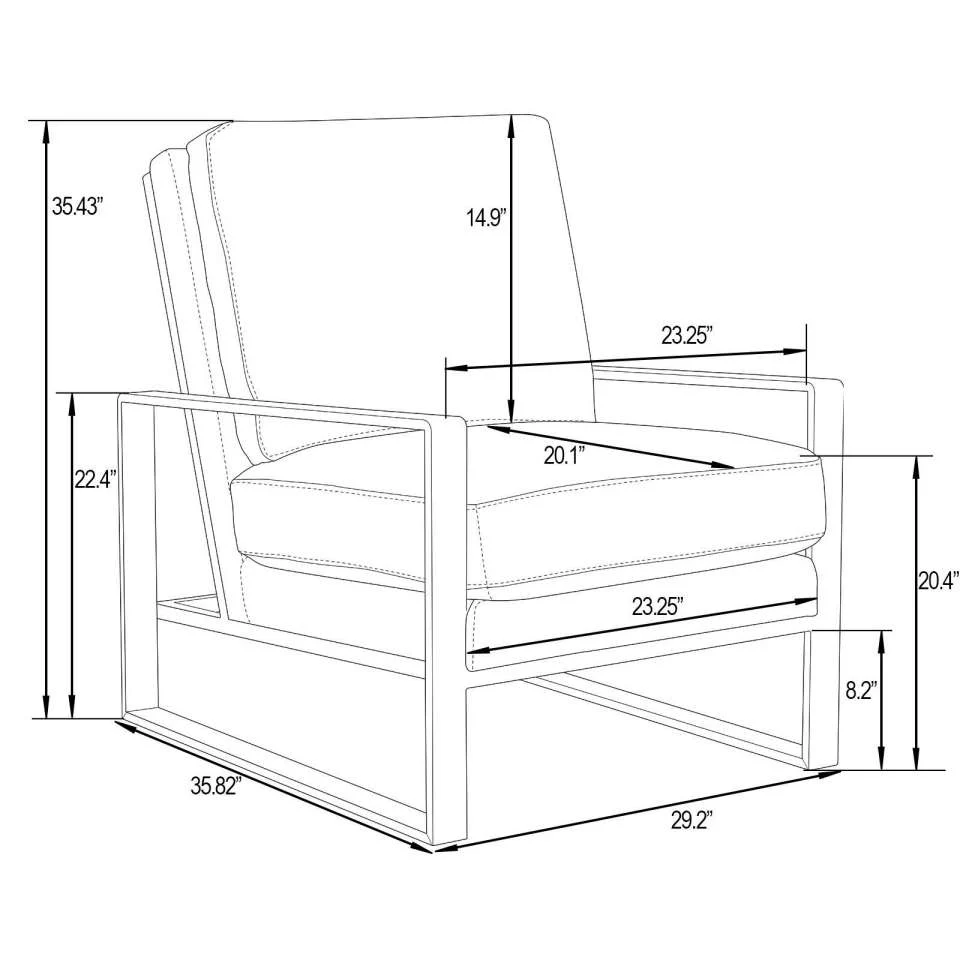 LeisureMod Jefferson Leather Modern Design Accent Armchair With Elegant Gold Frame - Image 7