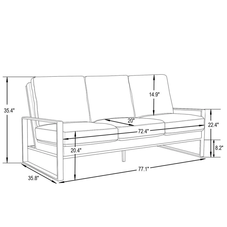 LeisureMod Jefferson Modern Design Leather Sofa With Gold Frame - Image 10