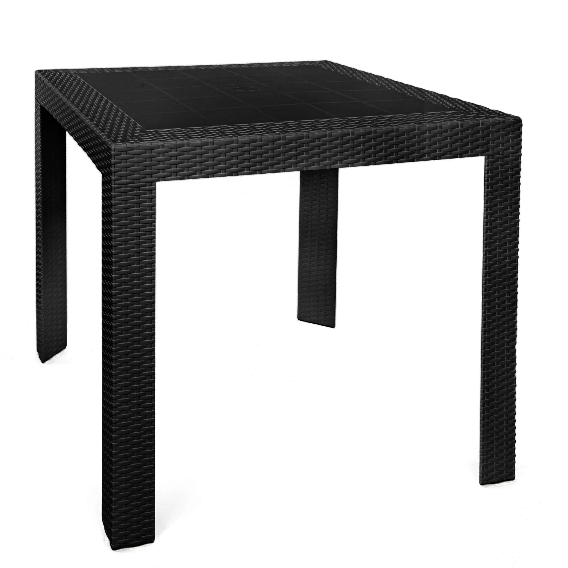 LeisureMod Kent 5-Piece Outdoor Dining Set with Plastic Square Table and 4 Stackable Chairs with Weave Design - Image 20