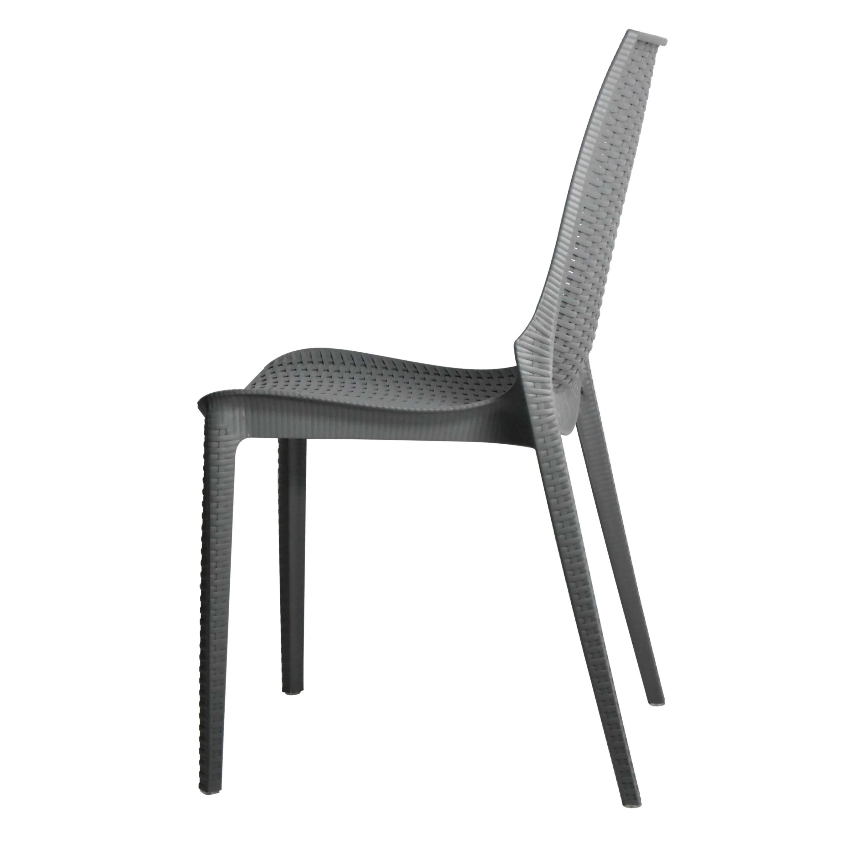 LeisureMod Kent 5-Piece Outdoor Dining Set with Plastic Square Table and 4 Stackable Chairs with Weave Design - Image 29