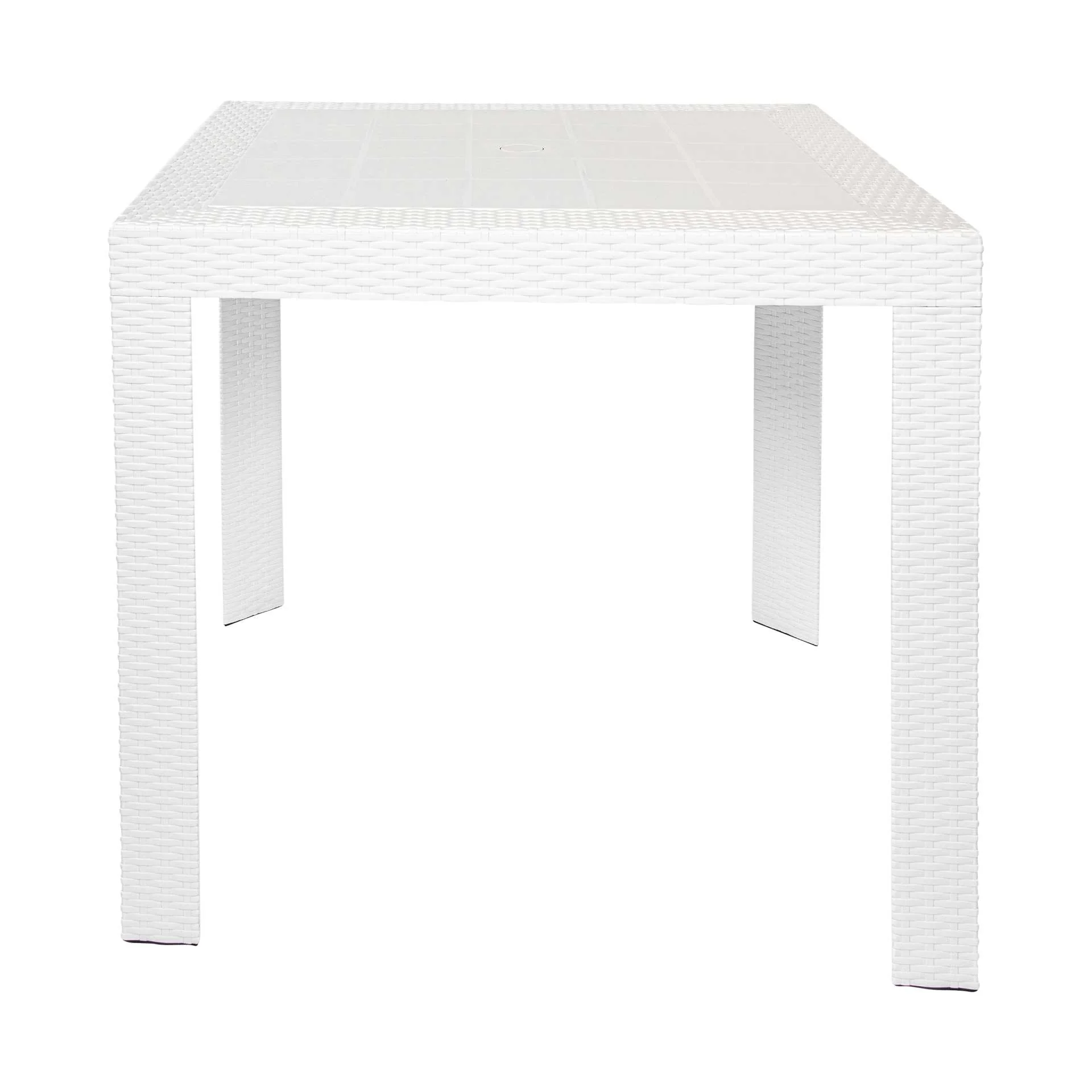 LeisureMod Kent 5-Piece Outdoor Dining Set with Plastic Square Table and 4 Stackable Chairs with Weave Design - Image 35