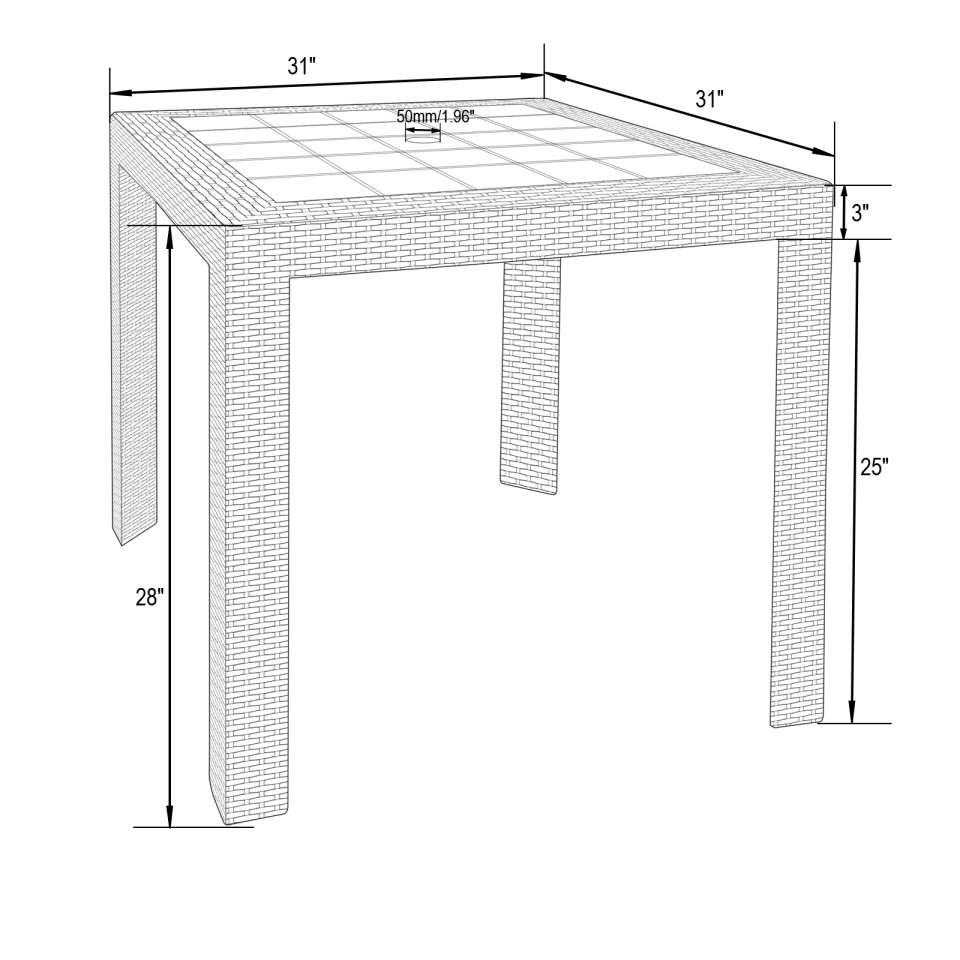 LeisureMod Kent 5-Piece Outdoor Dining Set with Plastic Square Table and 4 Stackable Chairs with Weave Design - Image 38