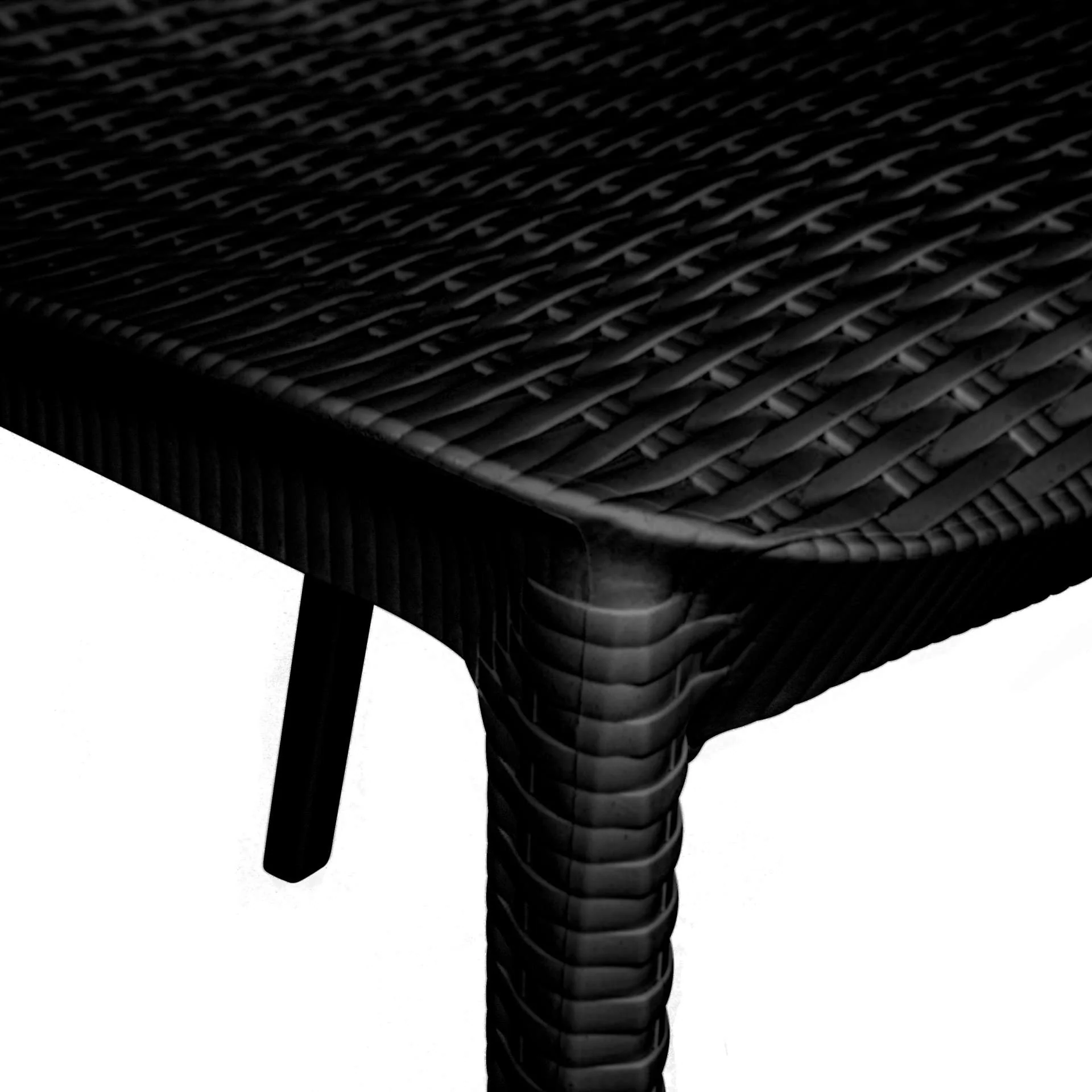 LeisureMod Kent 5-Piece Outdoor Dining Set with Plastic Square Table and 4 Stackable Chairs with Weave Design - Image 49