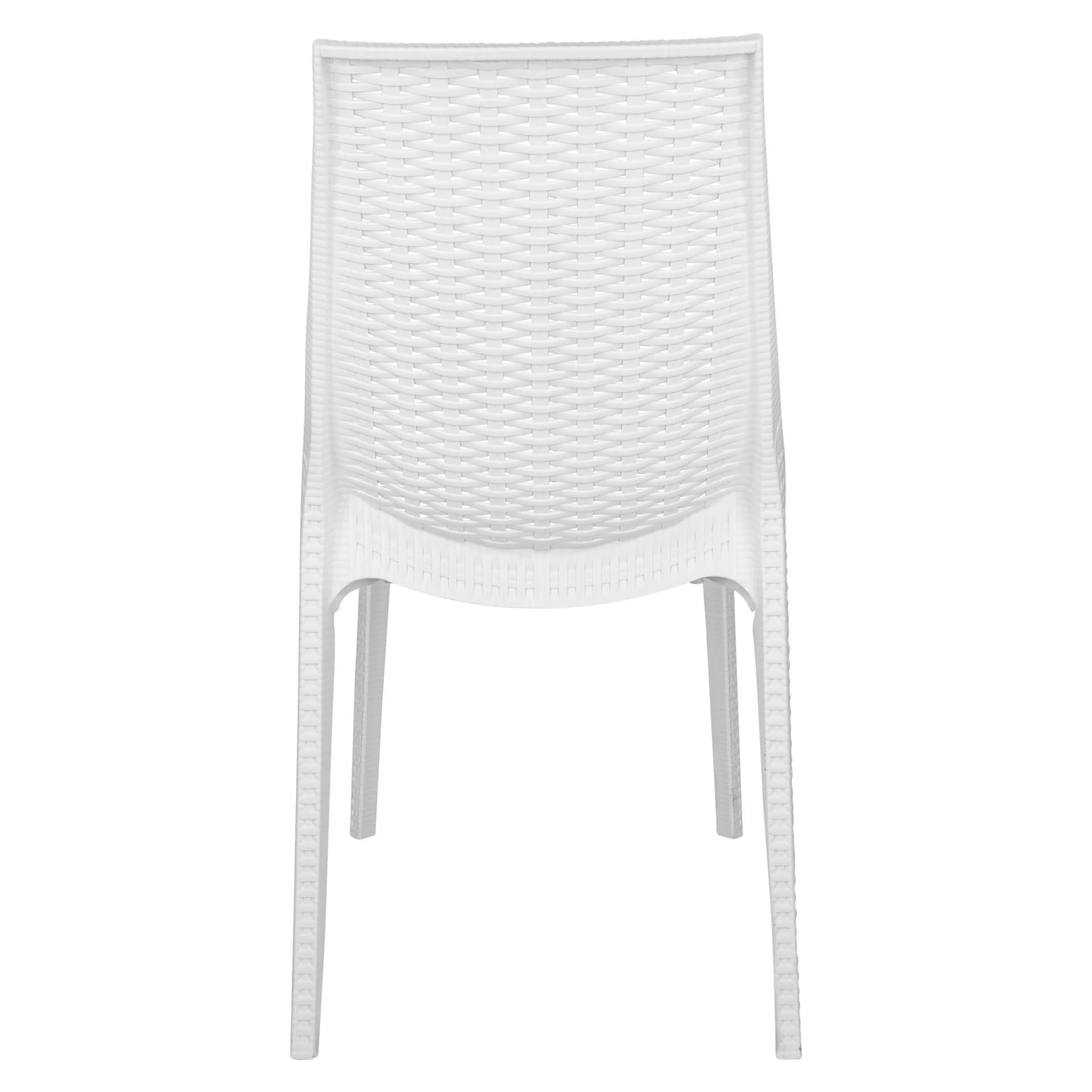 LeisureMod Kent 5-Piece Outdoor Dining Set with Plastic Square Table and 4 Stackable Chairs with Weave Design - Image 9
